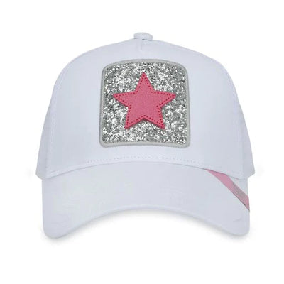 VH White & Pink Glitter Patch Hat