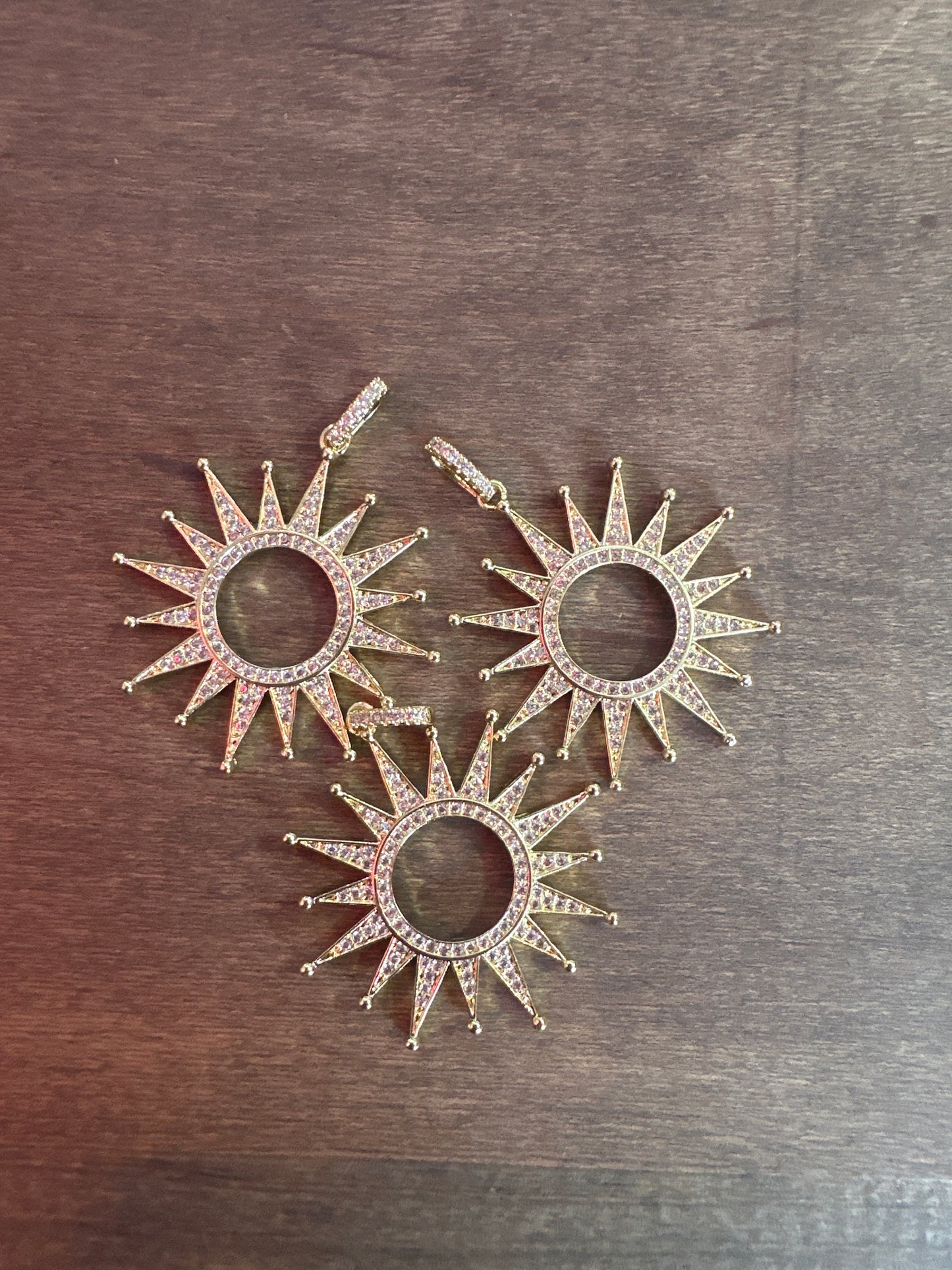 Large Rhinestone Sun Charms