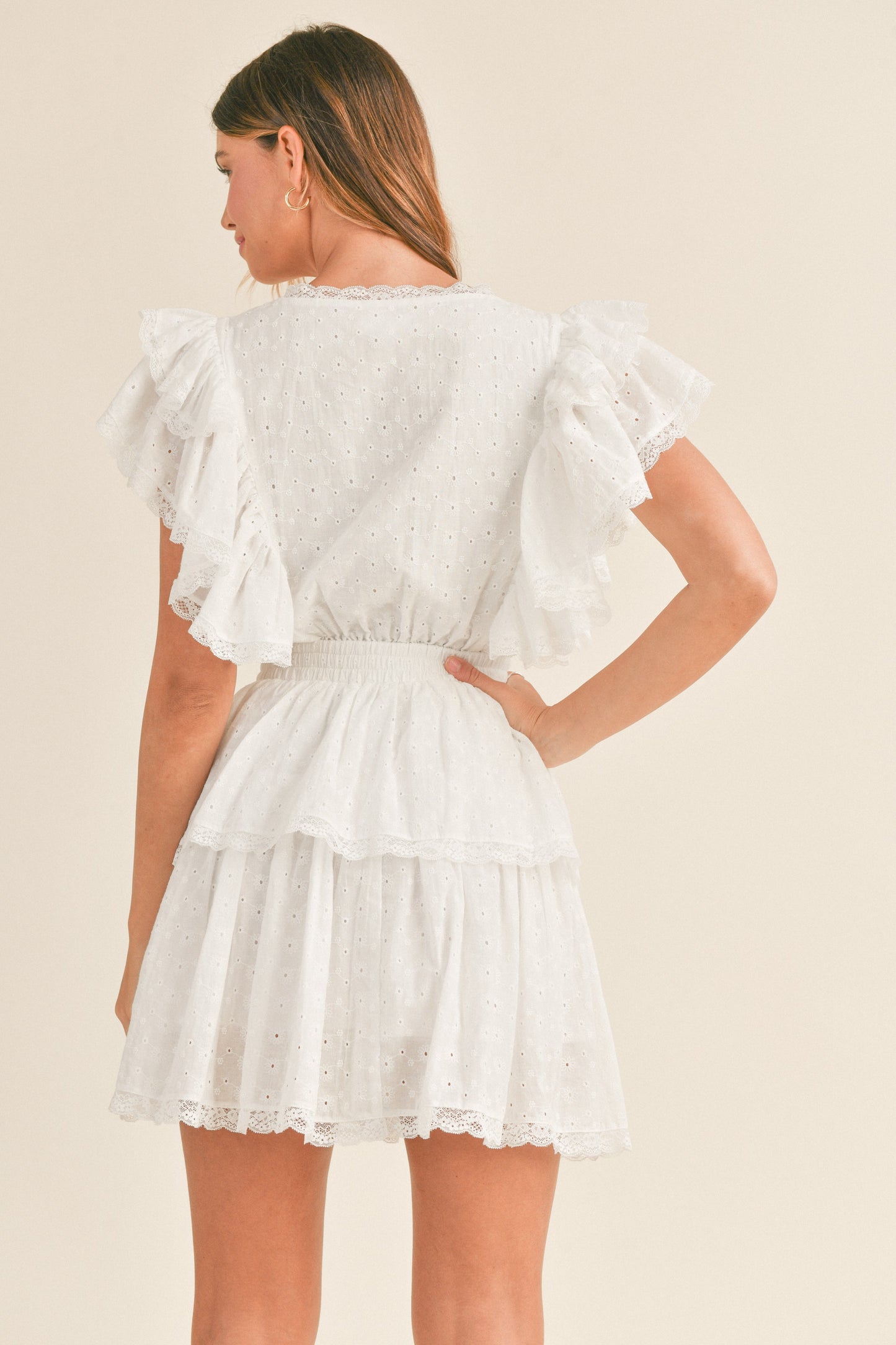Livy Lace Ruffle Mini Dress