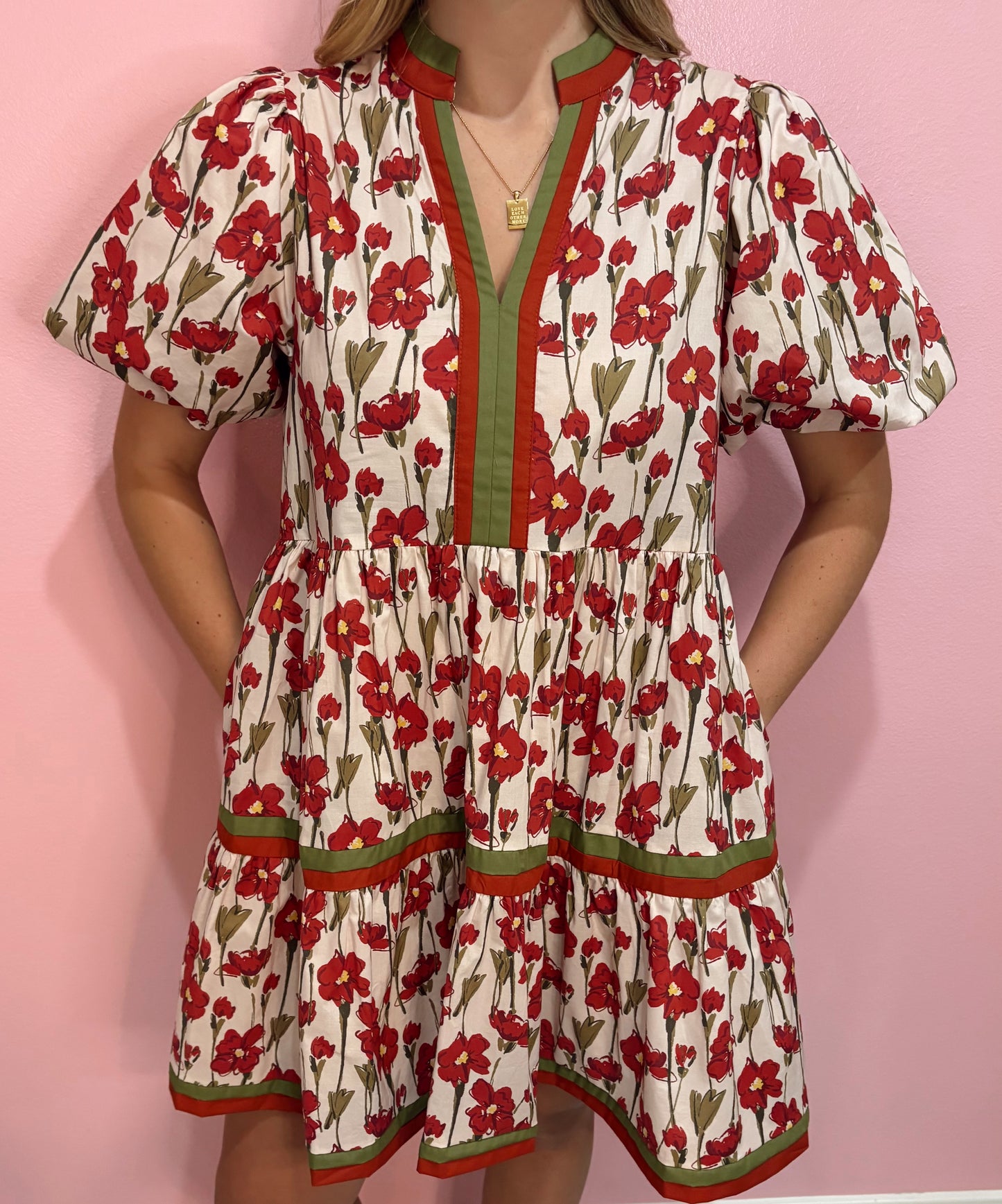 Rust Fall Floral Print Dress