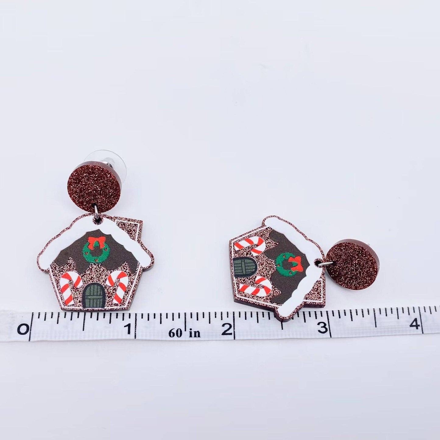 Christmas Acrylic Gingerbread House Post Earrings