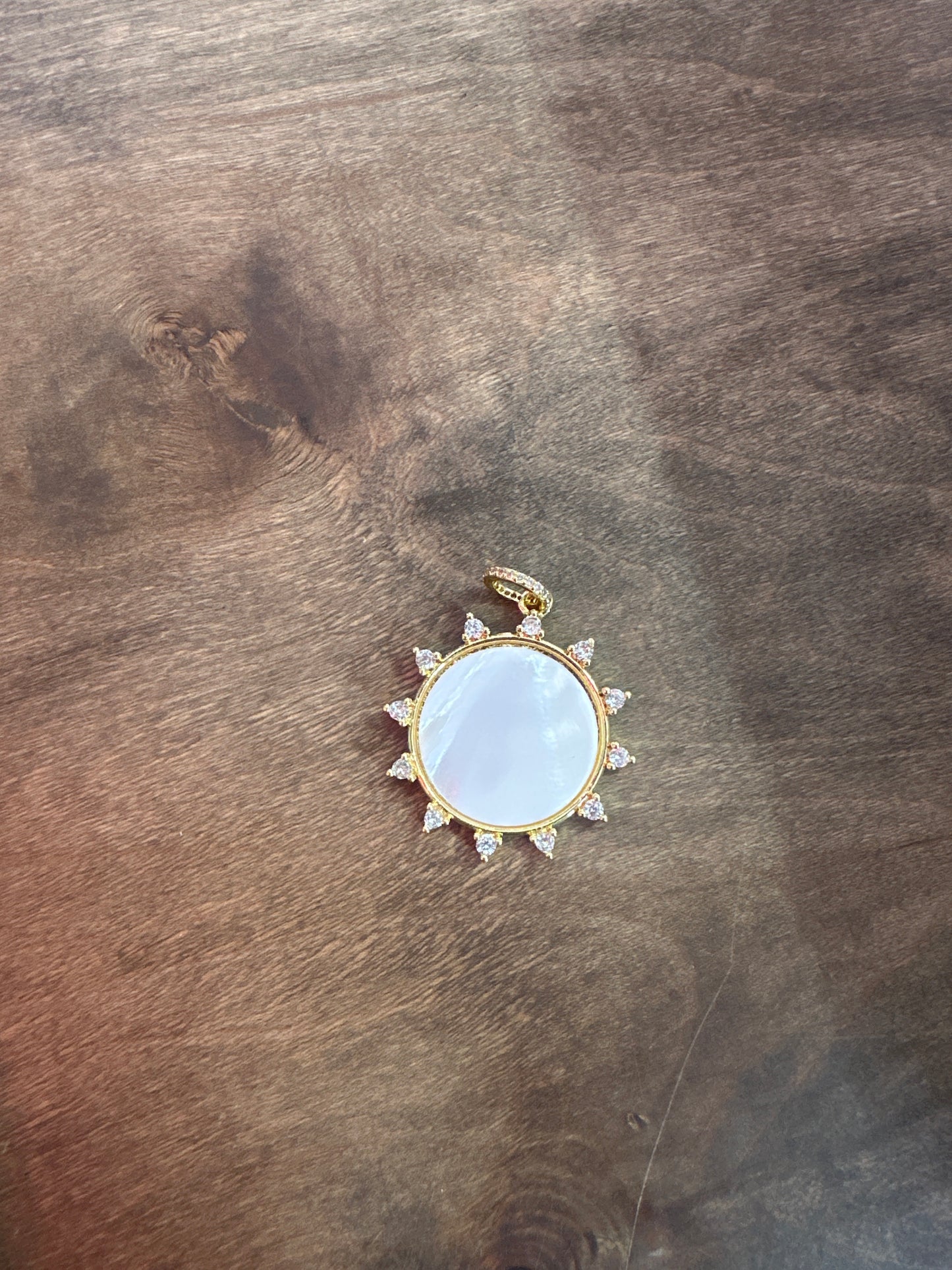 Opal Circle with Diamond Outline Charm