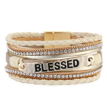 Blessed Leather Muli Strand Bracelet