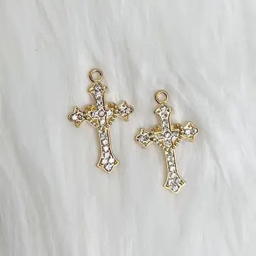 Gold Diamond Heart Cross