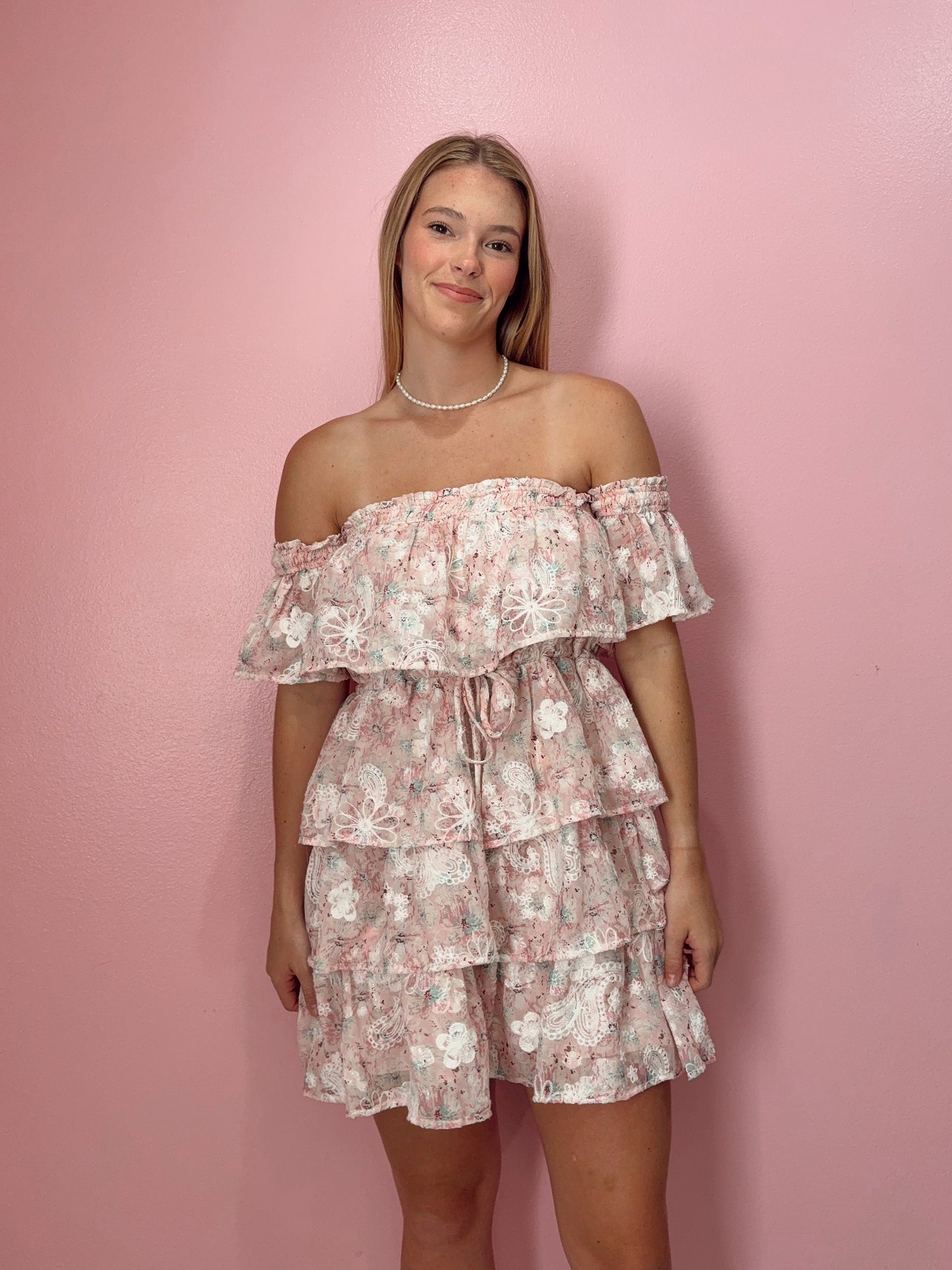 Light Pink Four Teir Mini Dress
