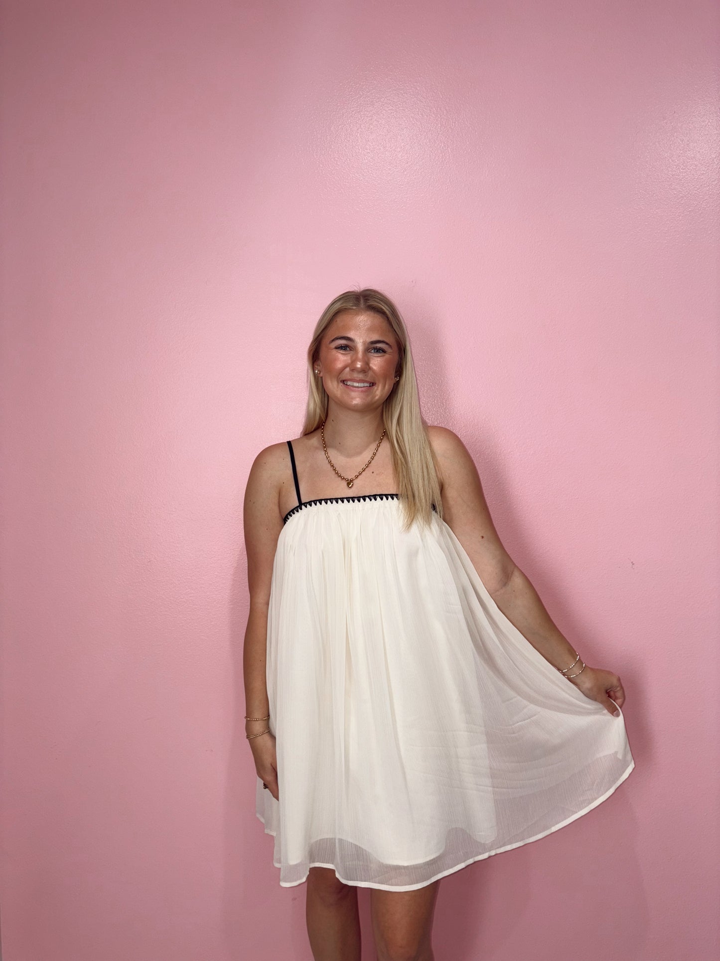Delicate Embroidery Cami Mini Dress