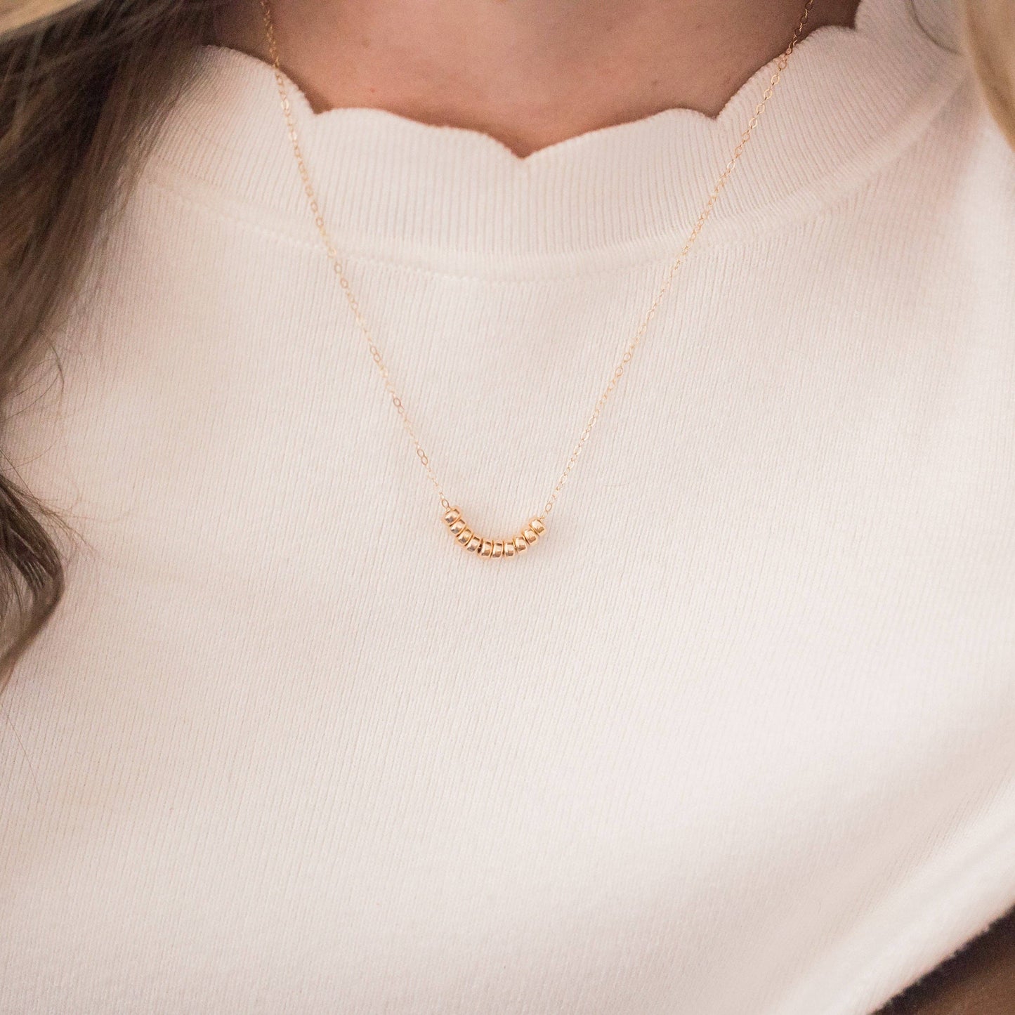 Barberry & Lace Handmade Jewelry - Roundel Bead Necklace - Waterproof, Hypoallergenic, Minimal