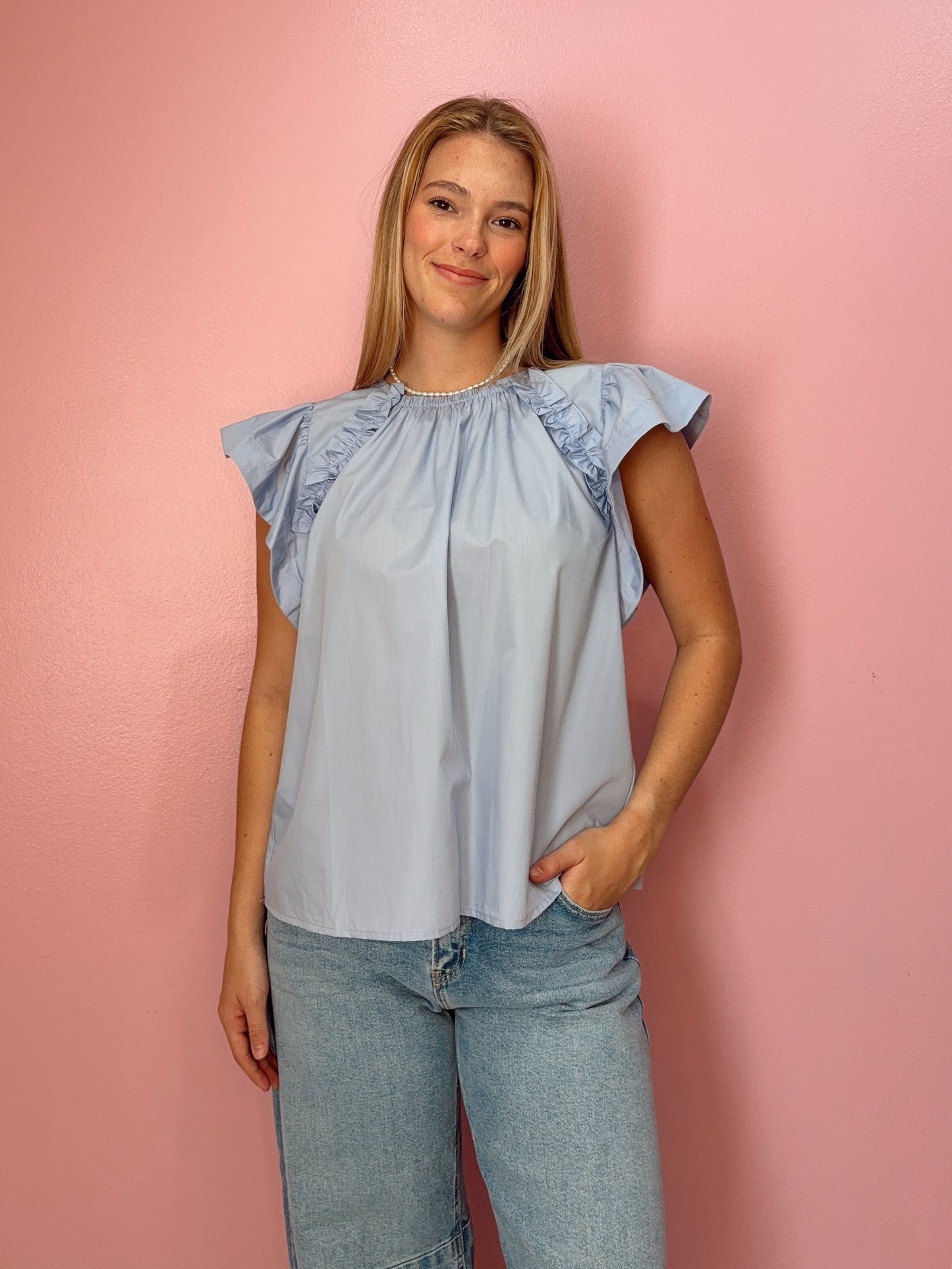 Baby Blue Ruffle Top
