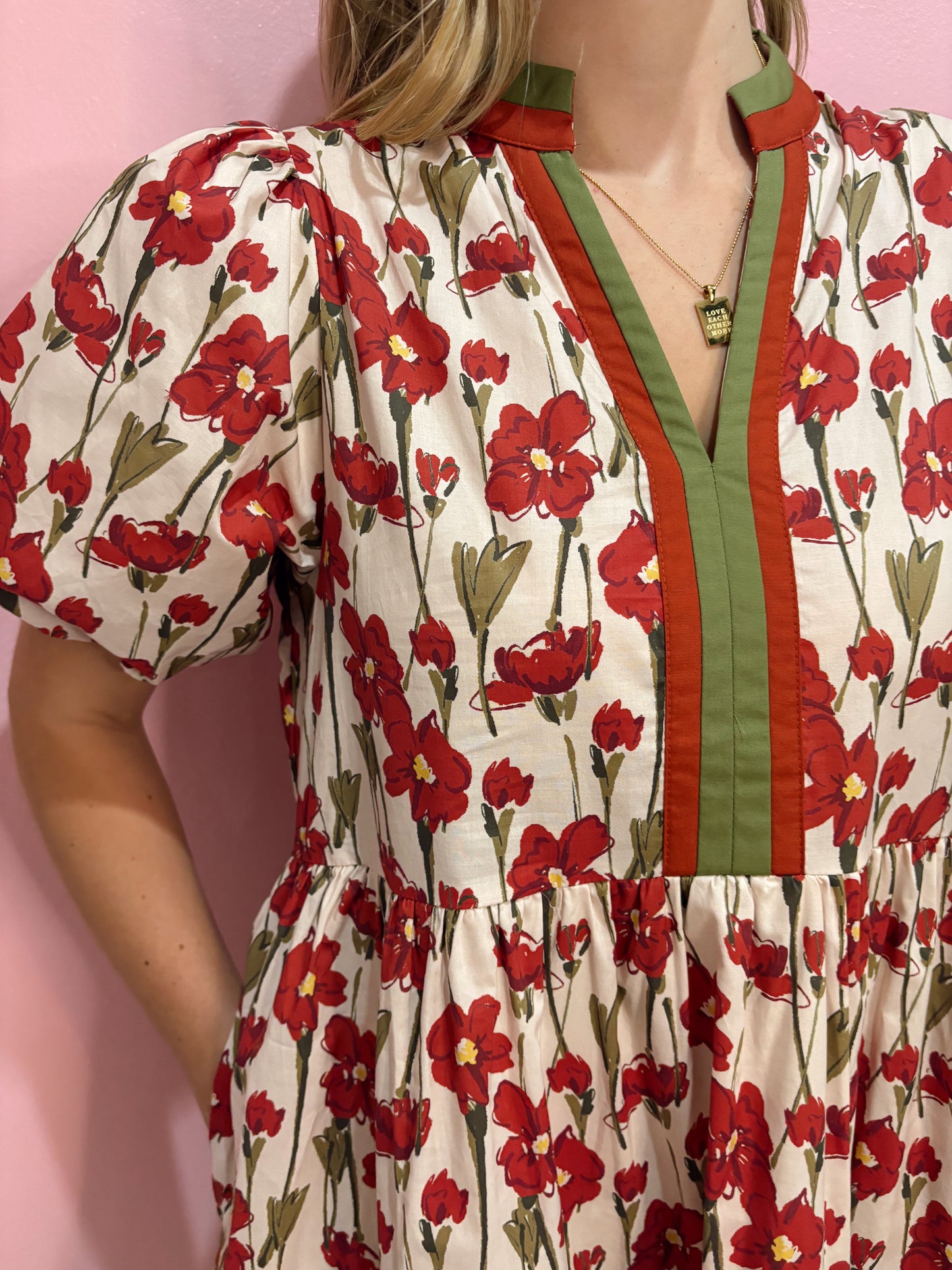Rust Fall Floral Print Dress