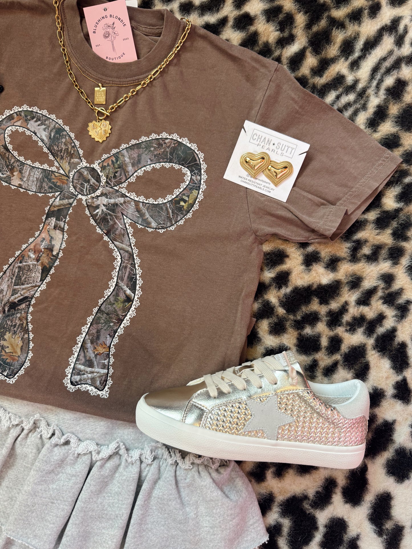 Camo Lace Bow Graphic Tee