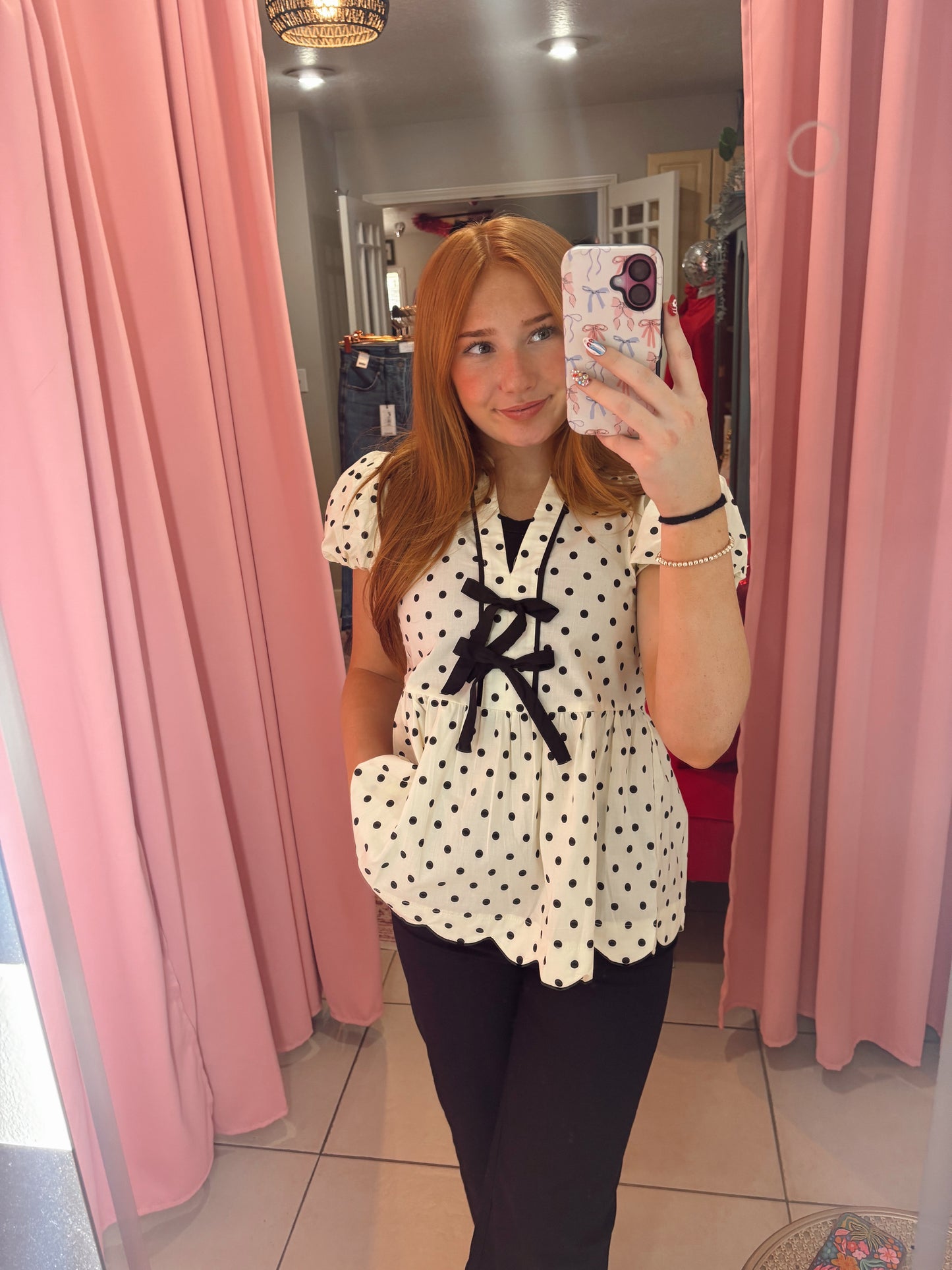 Polka Dot Scallop Top