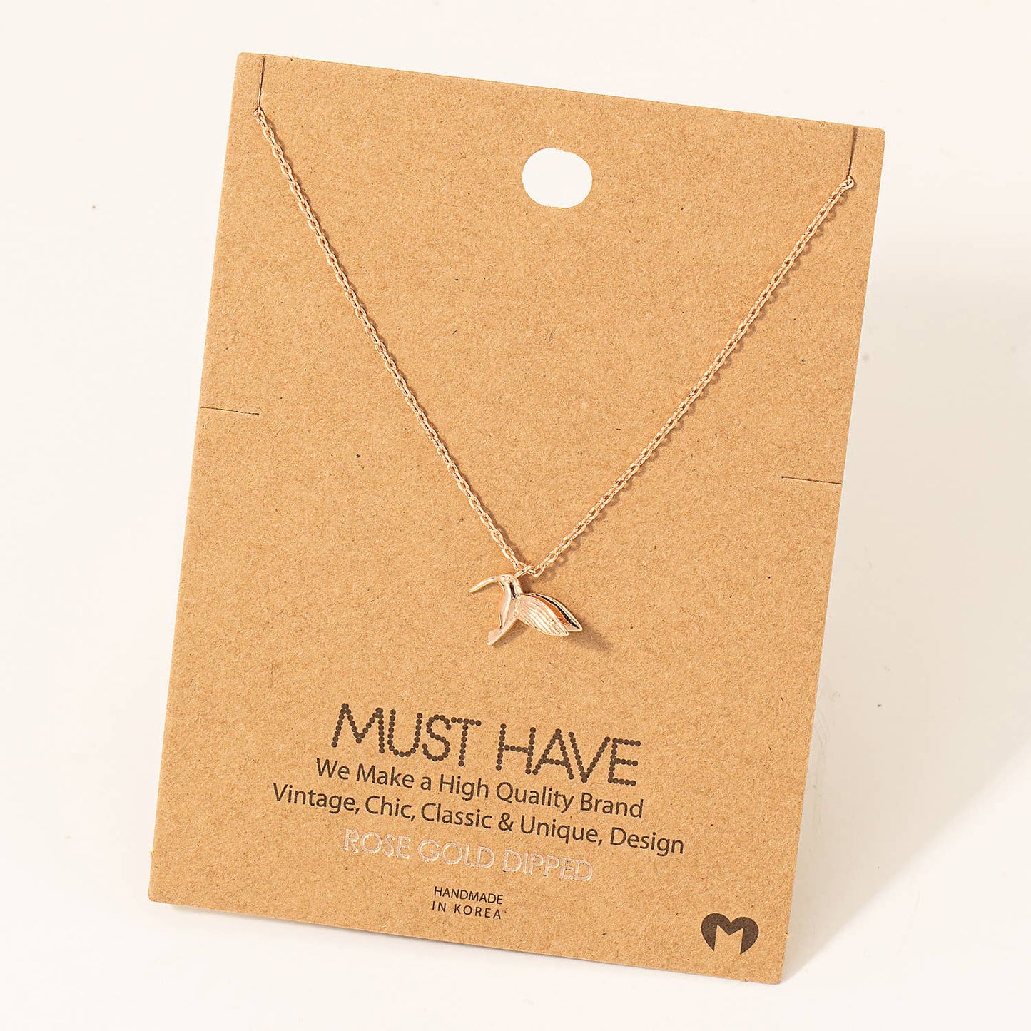 Gold Dipped Humming Bird Pendant Necklace