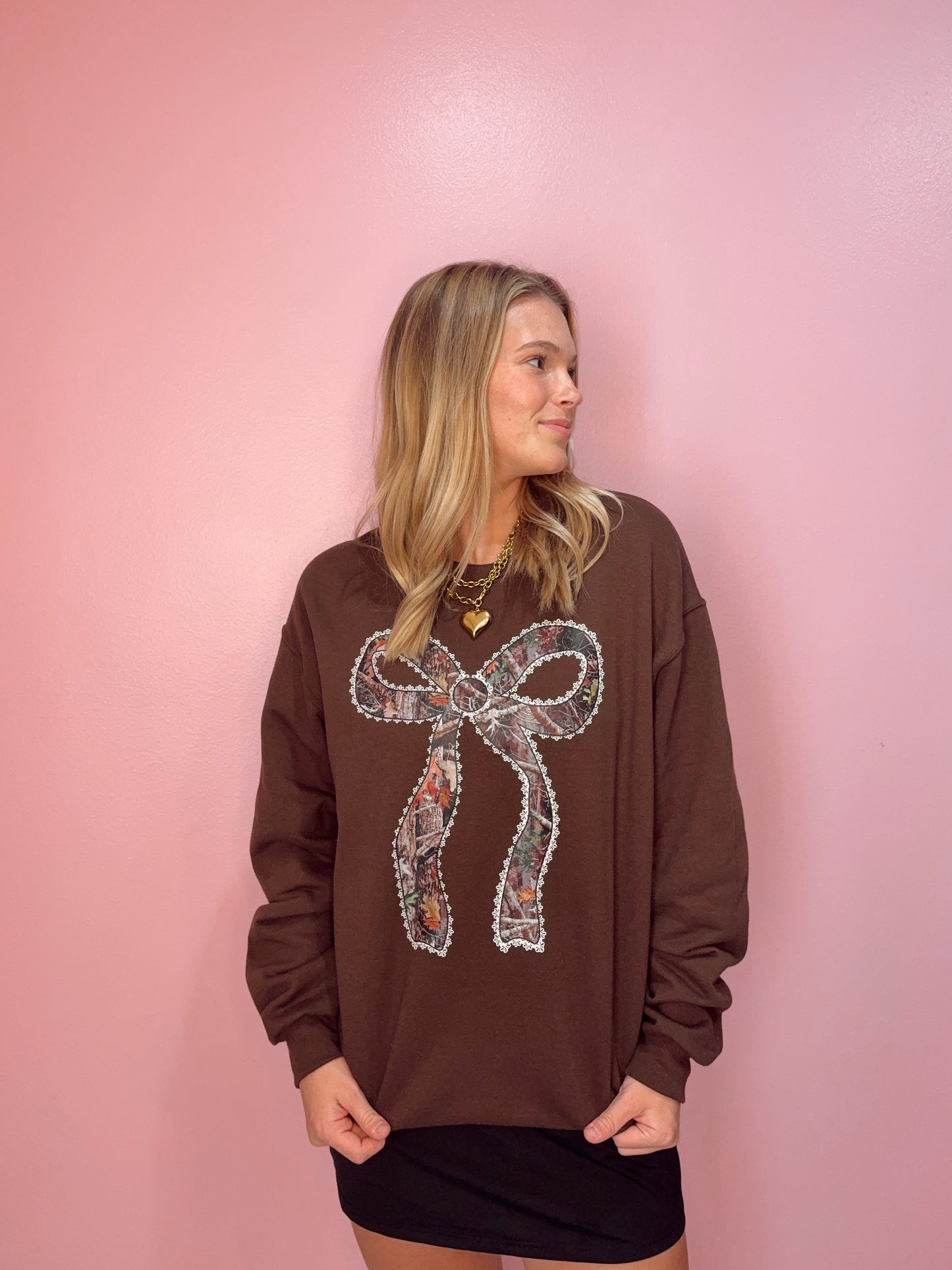 Camo Bow Brown Sweatshirt