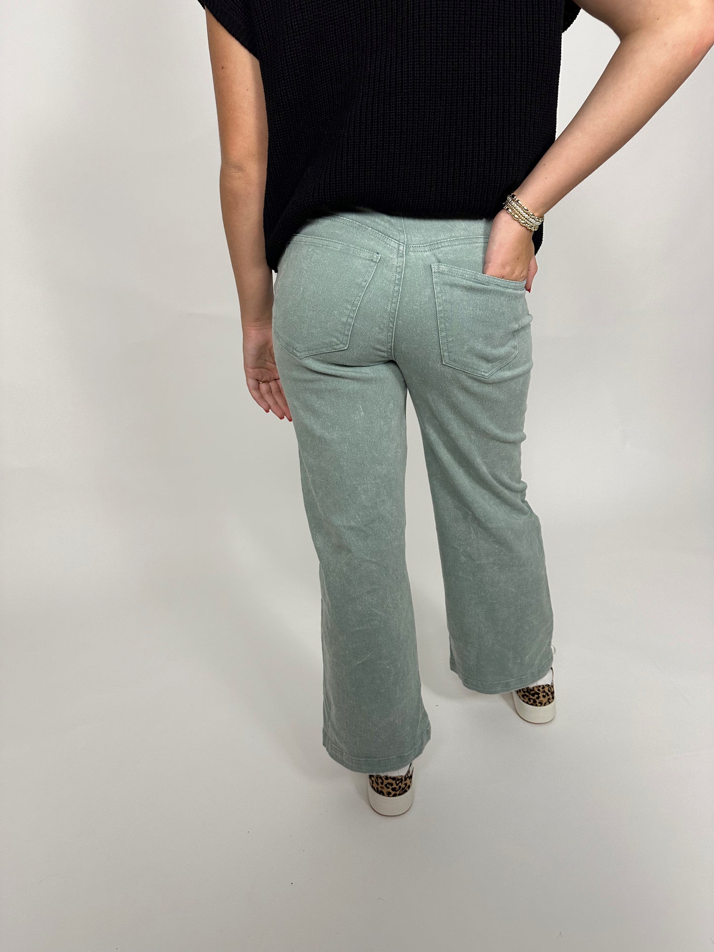 Seafoam Stretchy Straight Leg Jeans