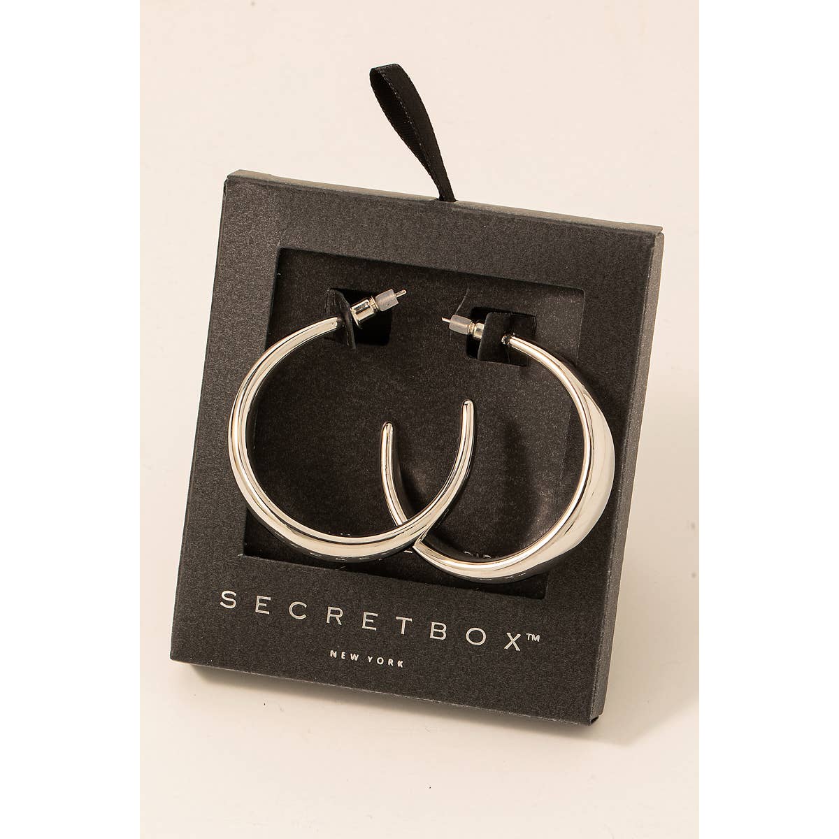 Secret Box Gold Dipped Beveled Hoop Earrings