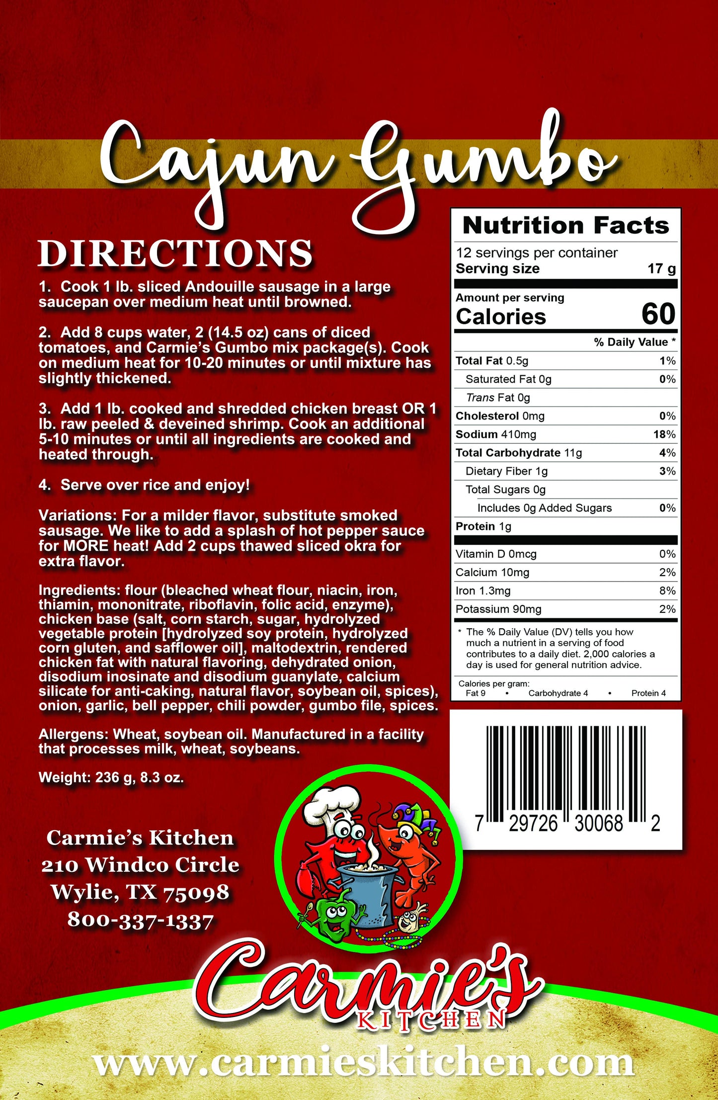 Carmie's Kitchen - Cajun Gumbo Soup Mix