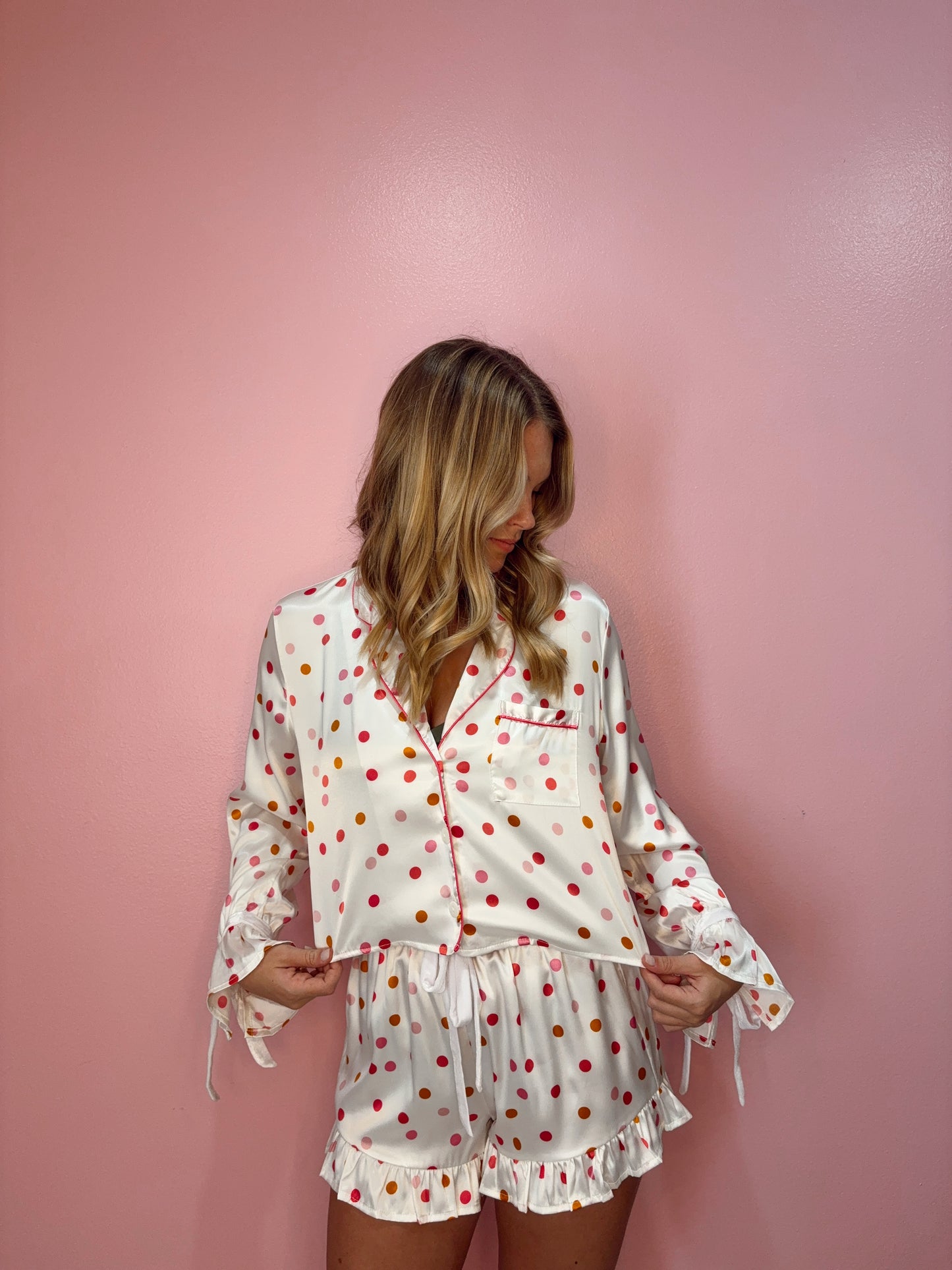 Confetti Satin - Short Pj + Velvet Ties