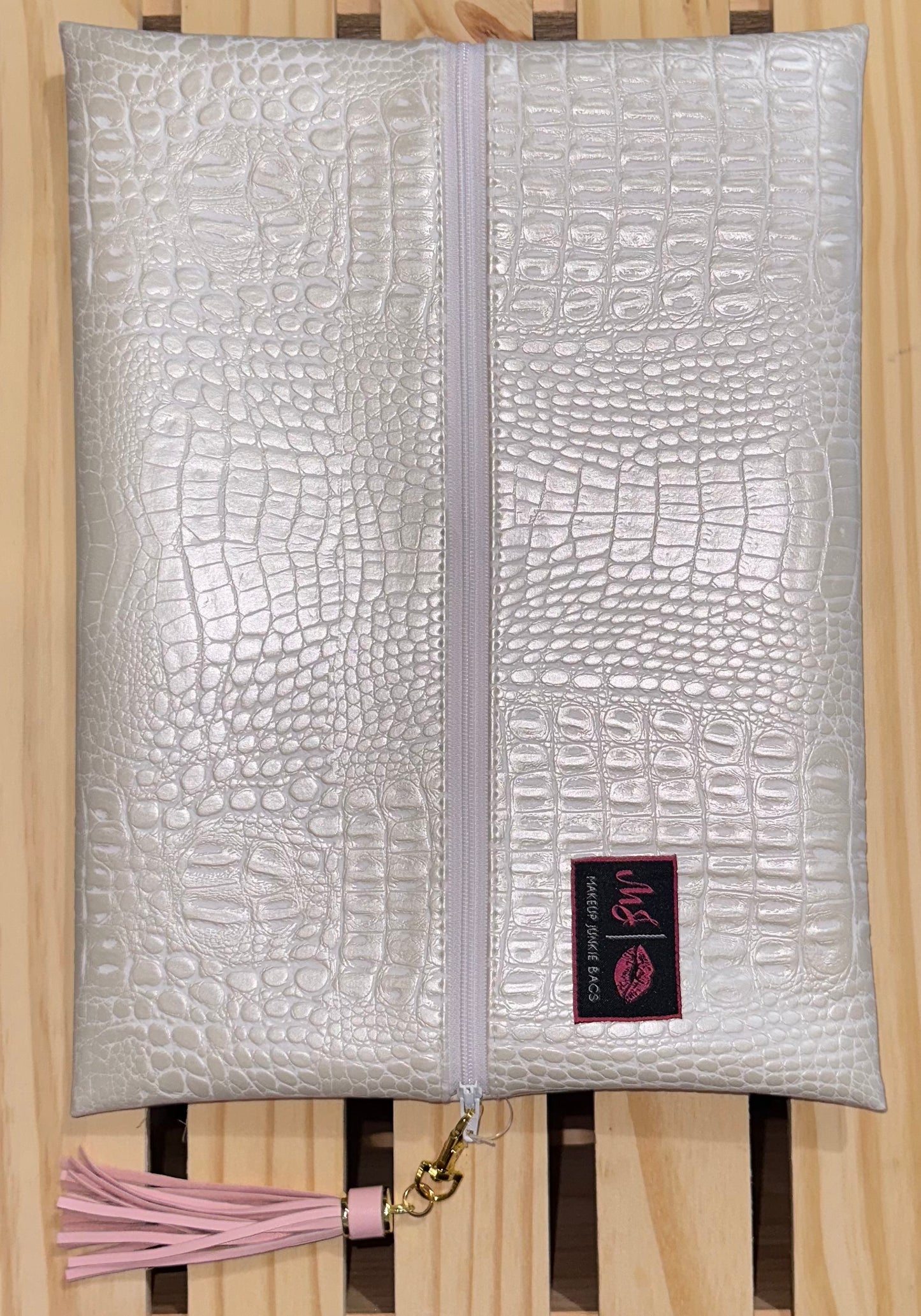 Pink Checkered Makeup Junkie Bag ( Large )