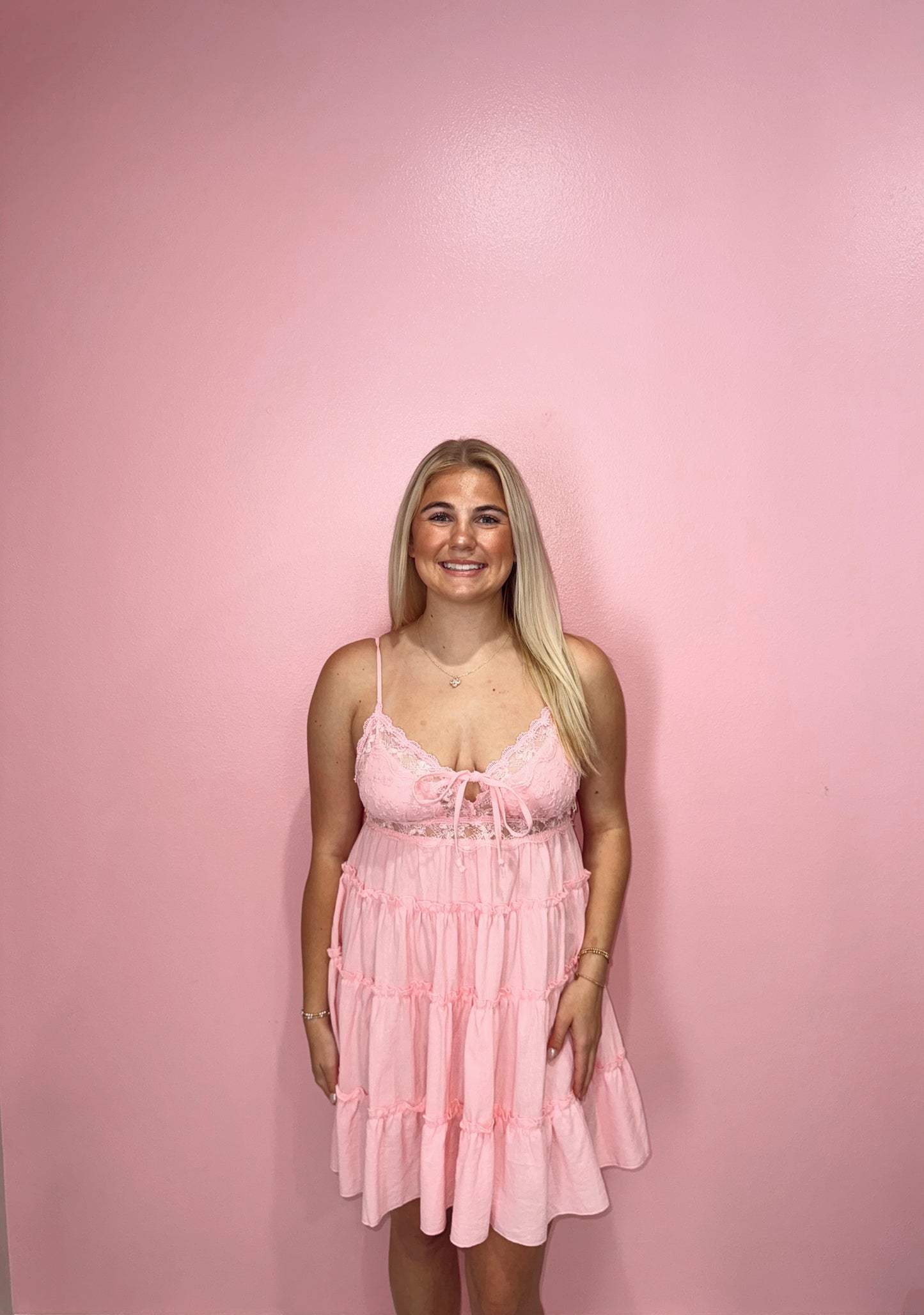 Pink Lace Mini Dress