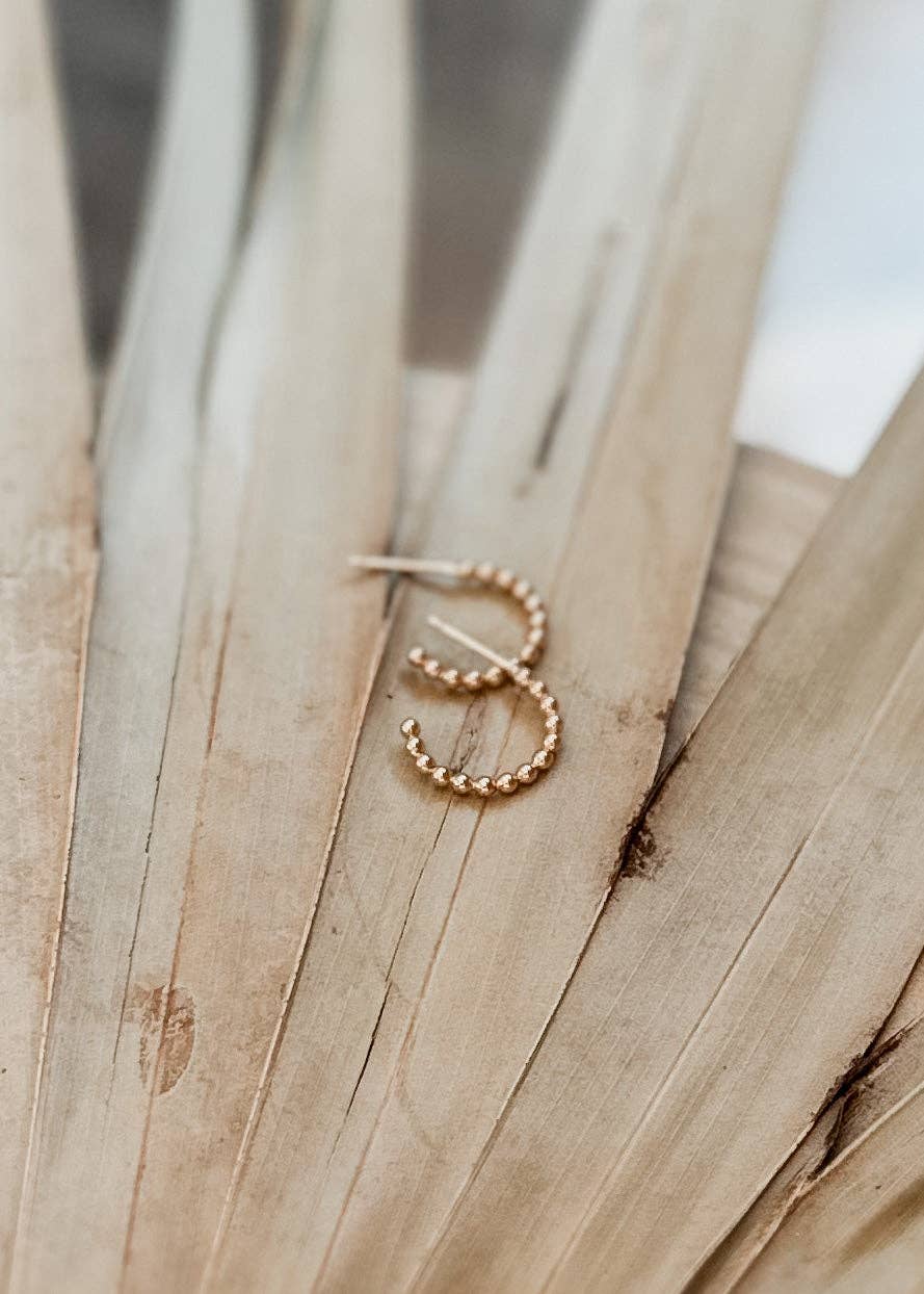 Barberry & Lace Handmade Jewelry - Beaded Huggie Hoop Earrings - Hypoallergenic, Waterproof
