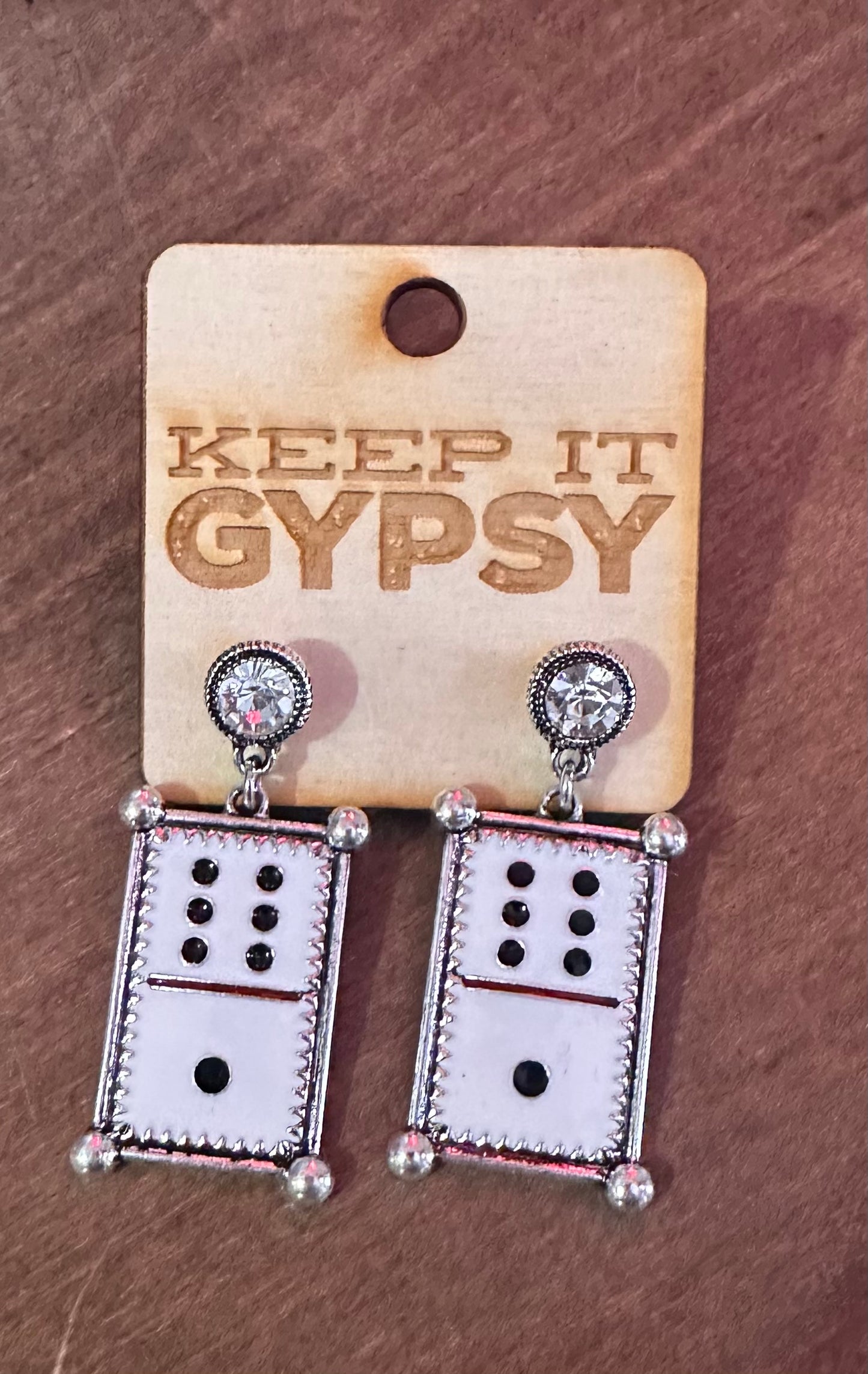 Rhinestone Dice Dangle Earrings