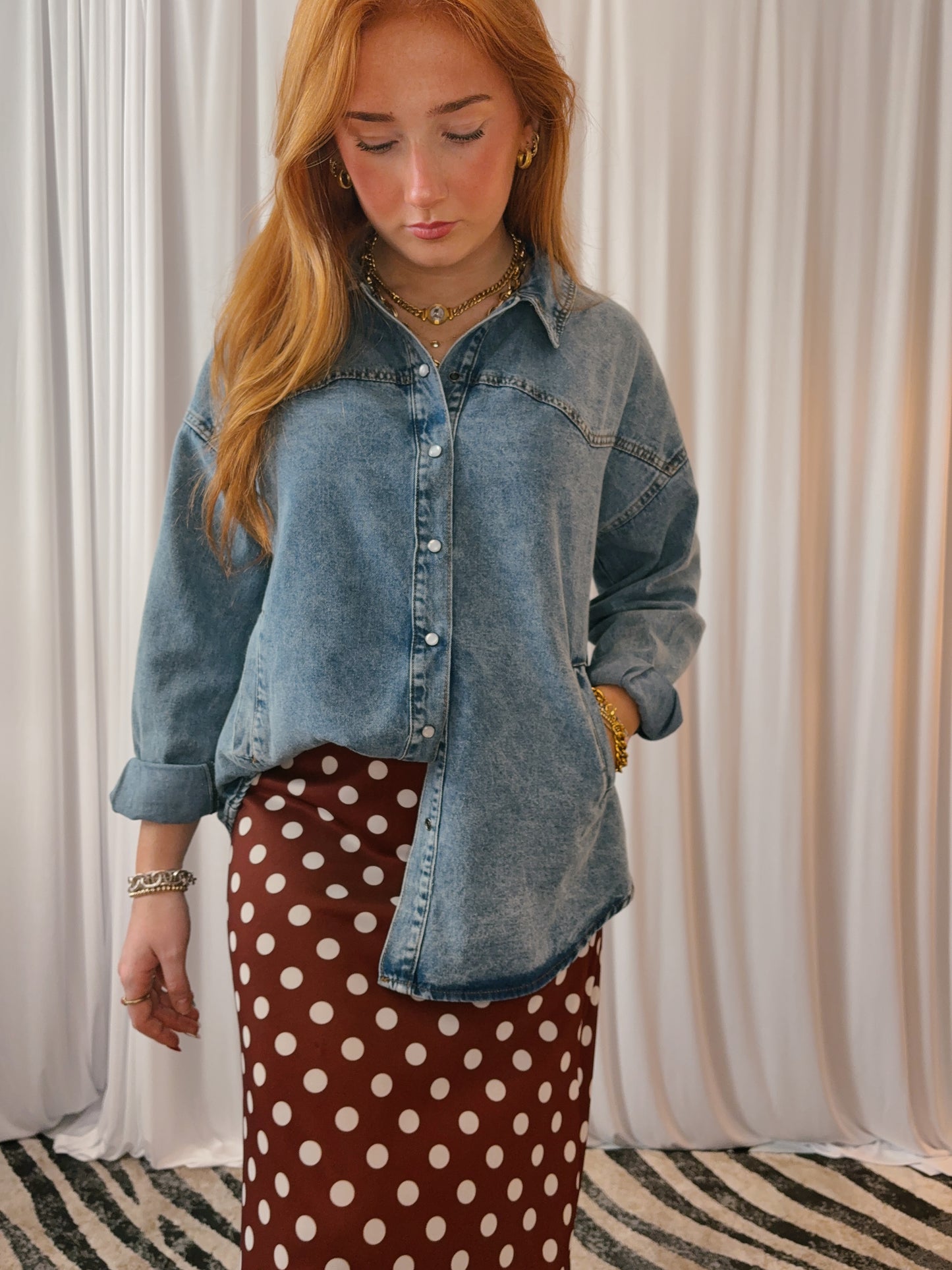 Denim Pearl Snap Top