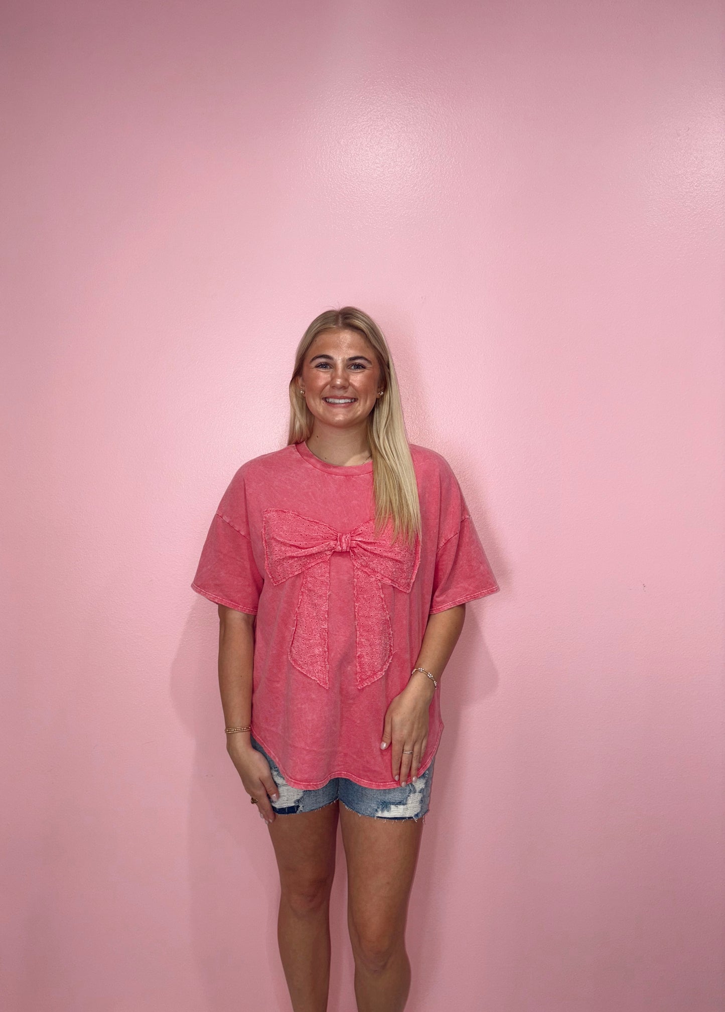 Lace Pink Bow Top