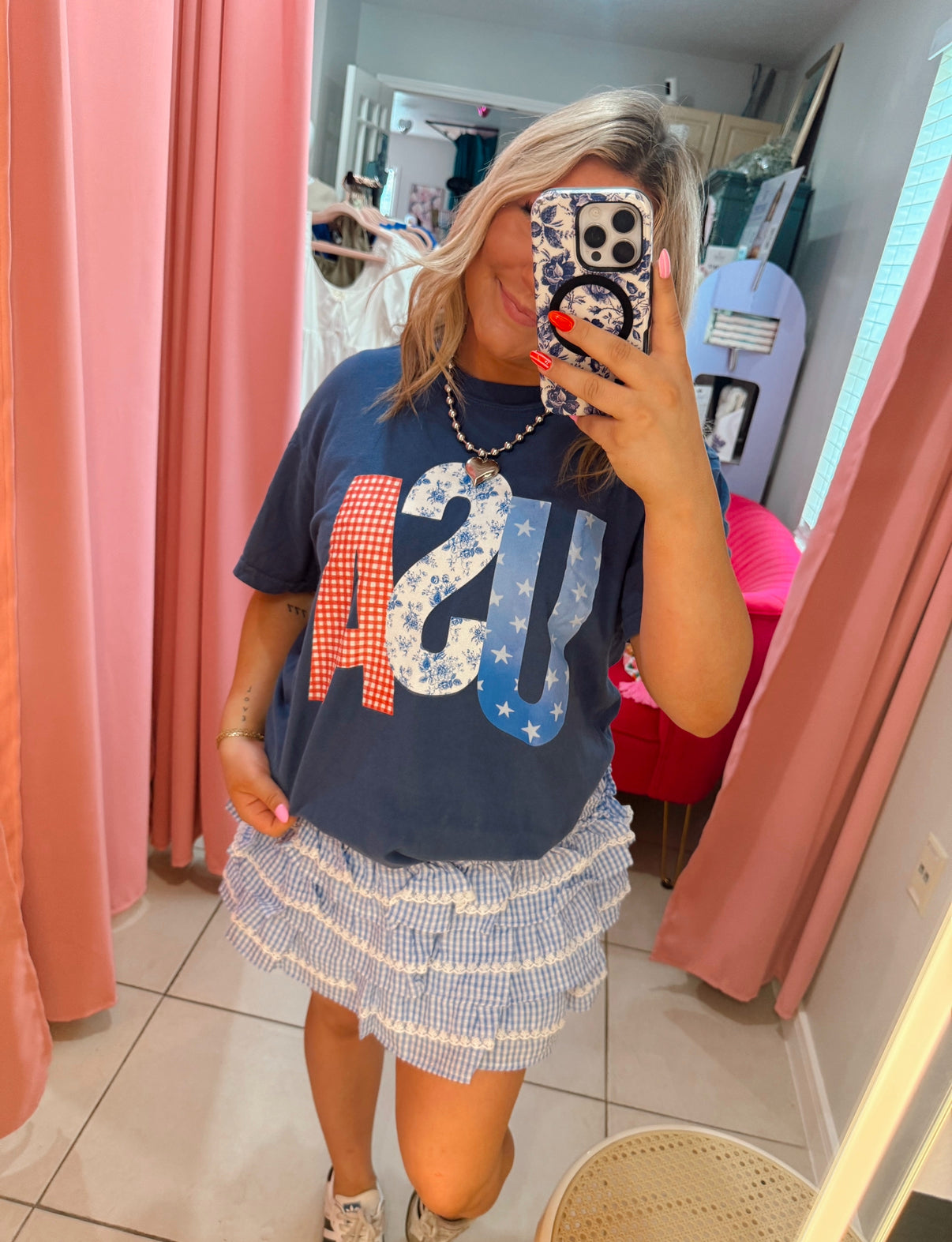 Blue & White Gingham Skirt