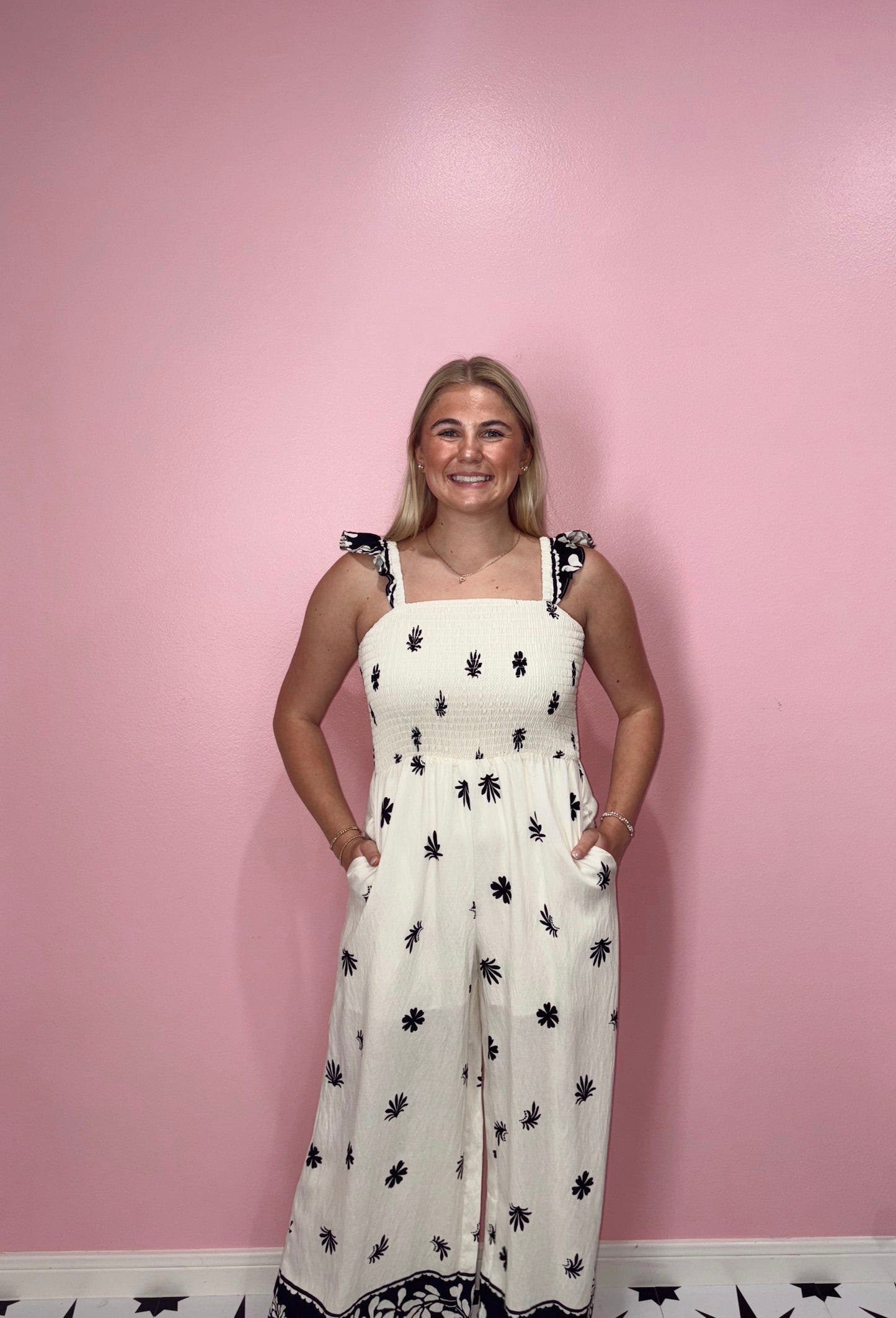 Ivory Smocked Jump Suit