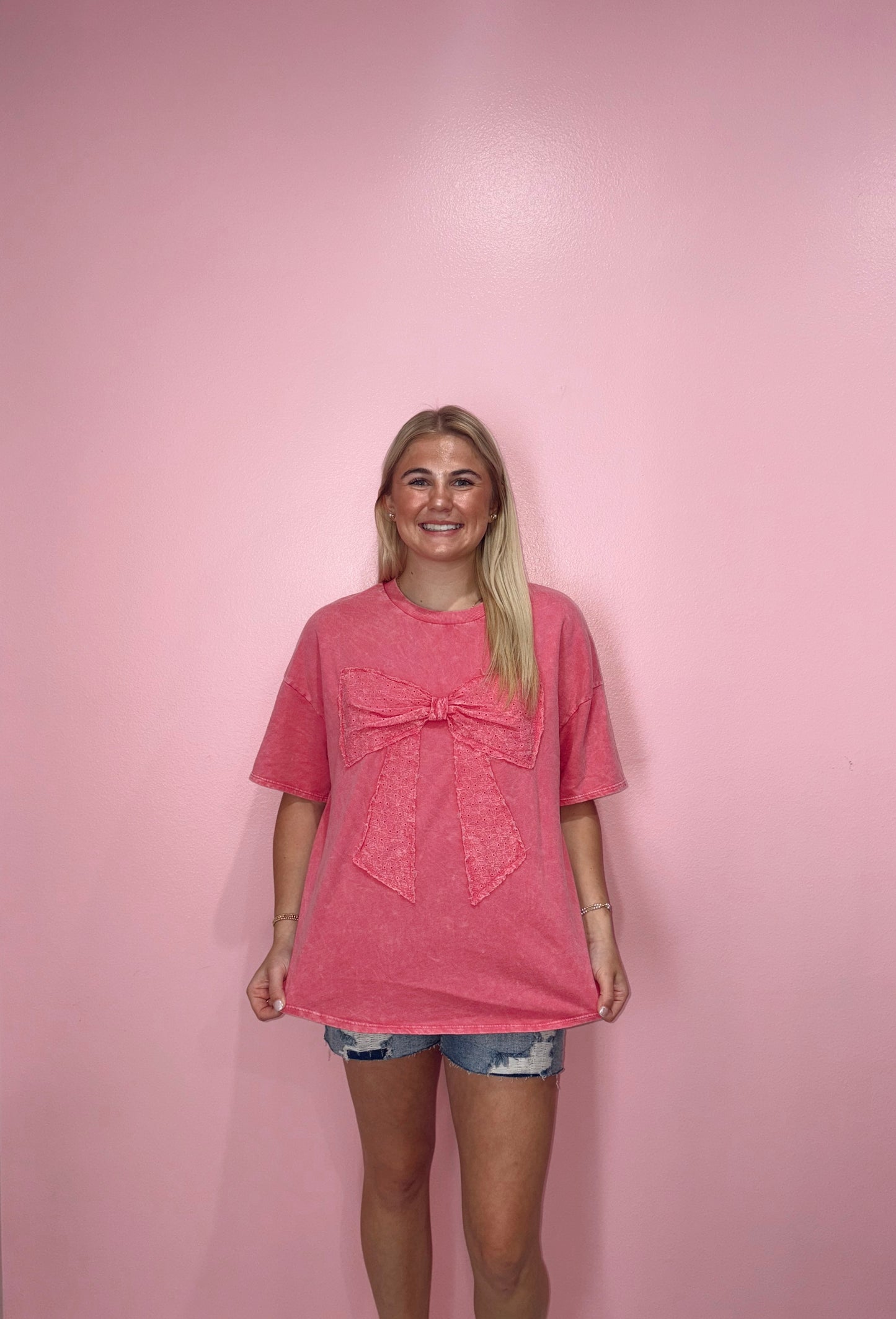 Lace Pink Bow Top