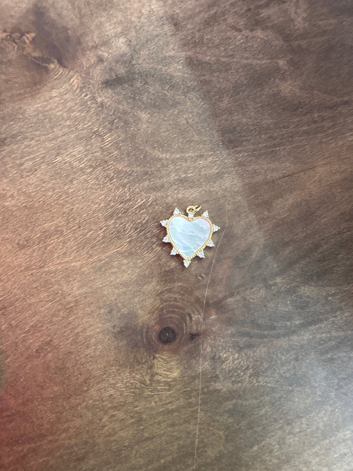 Opal Heart with Rhinestone Outline