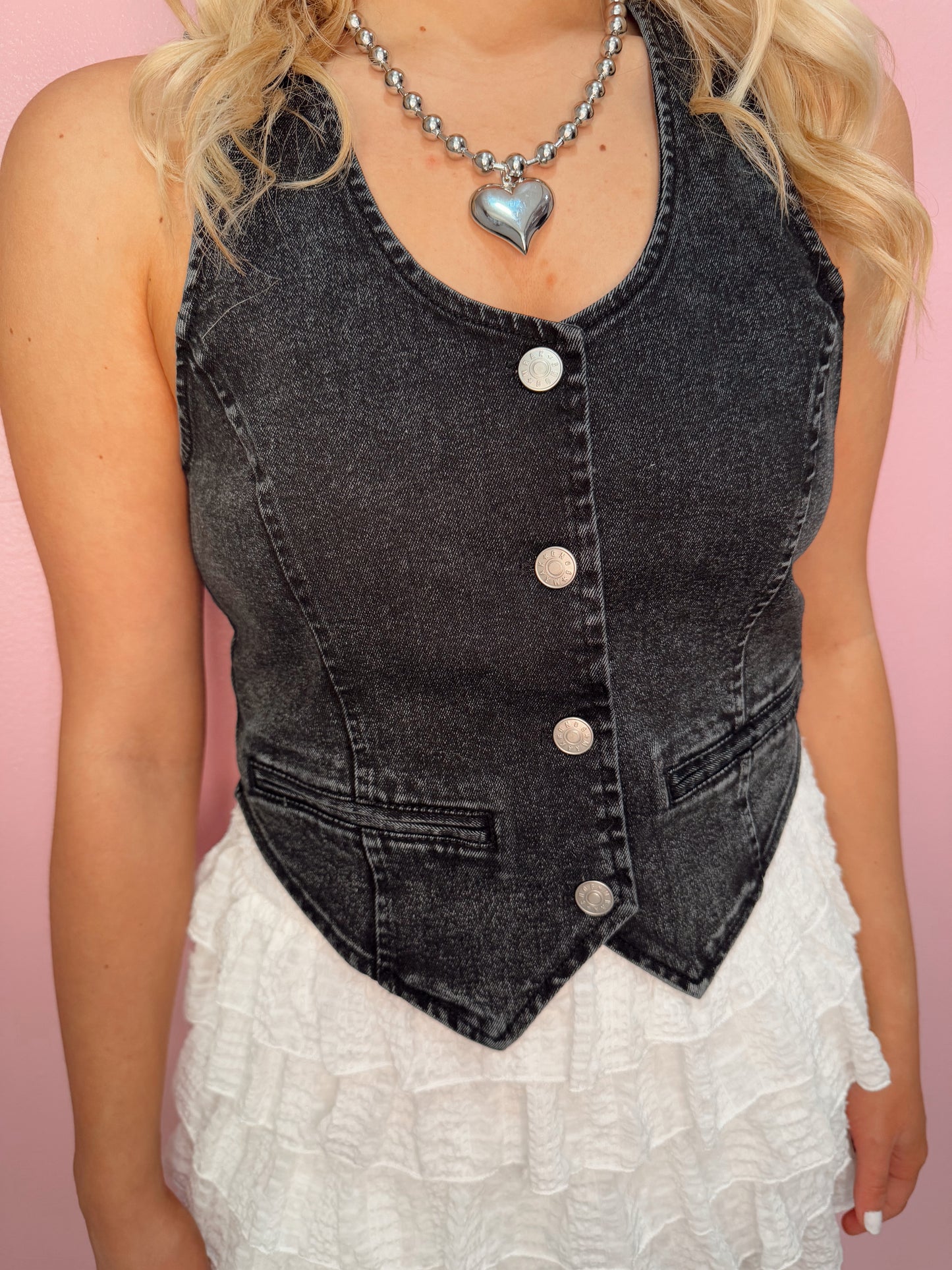 Stretchy Denim Vest