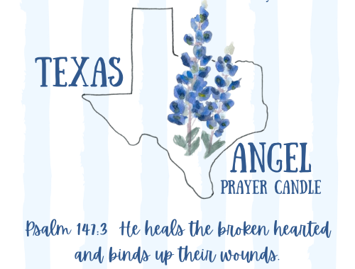 Texas Angel Prayer Candle (ALL PROFIT WILL BE DONATED)