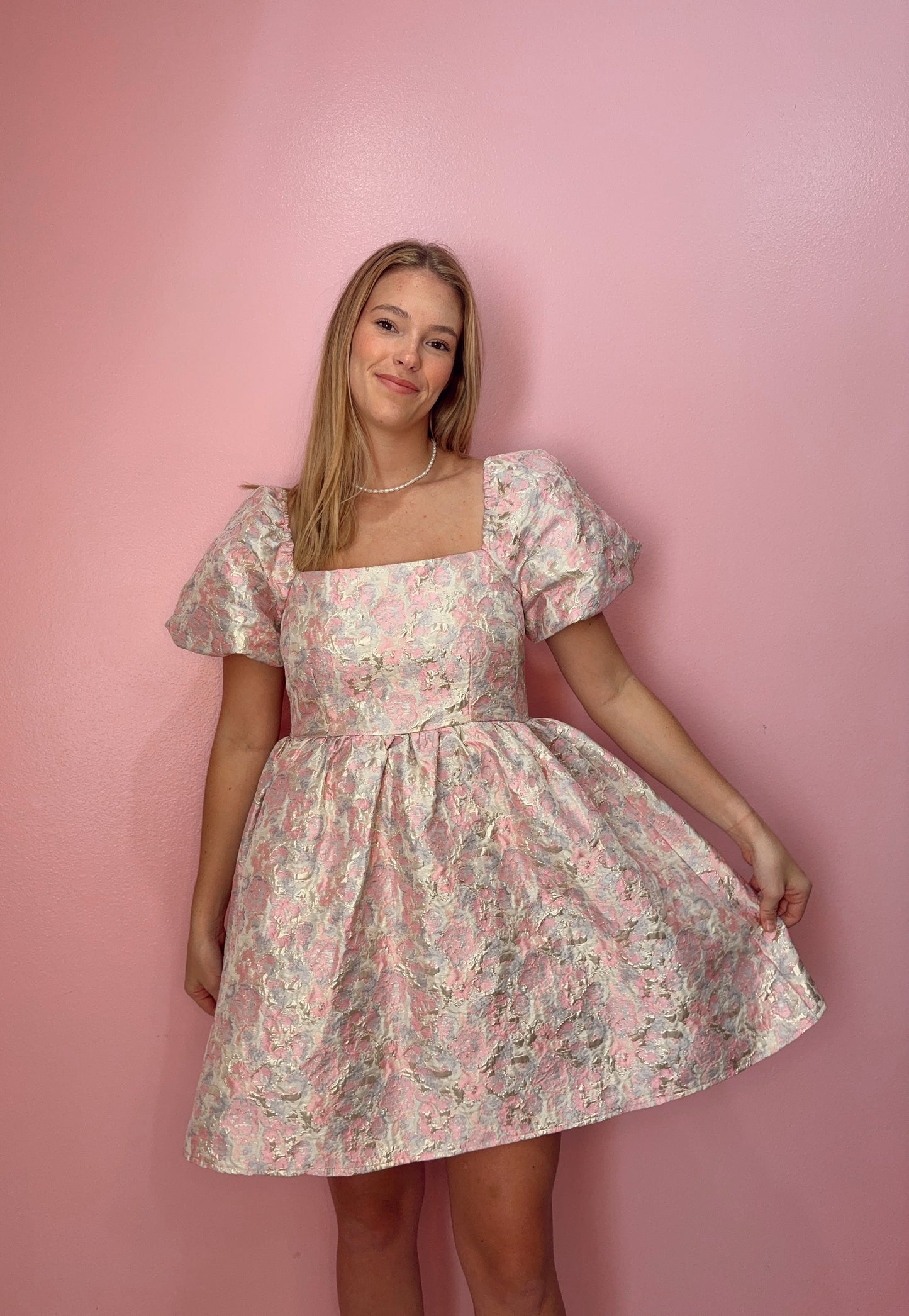 Pastel Puff Sleeve Babydoll Mini Dress