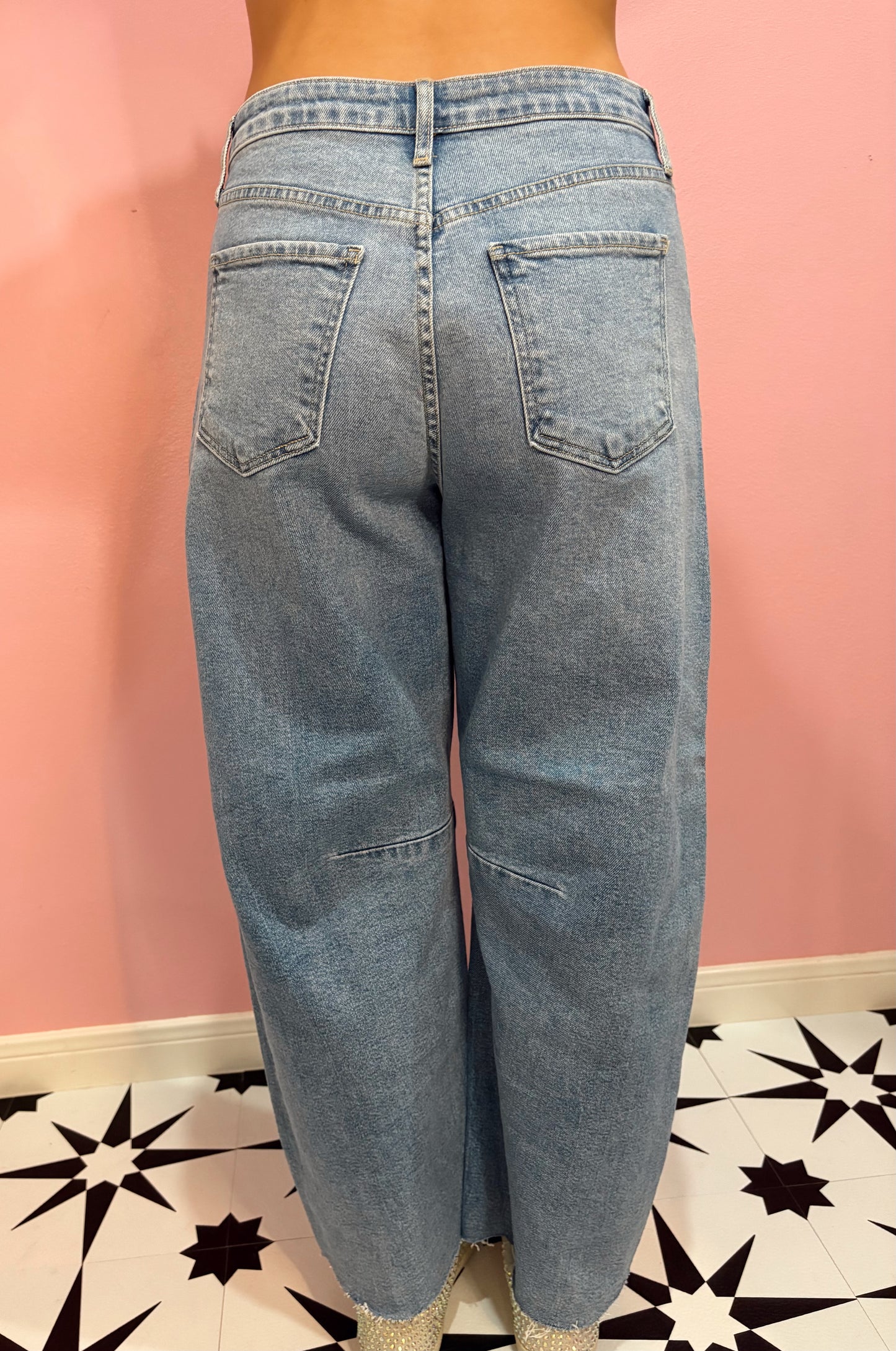 LW Denim Barrel Jean with Front Seam
