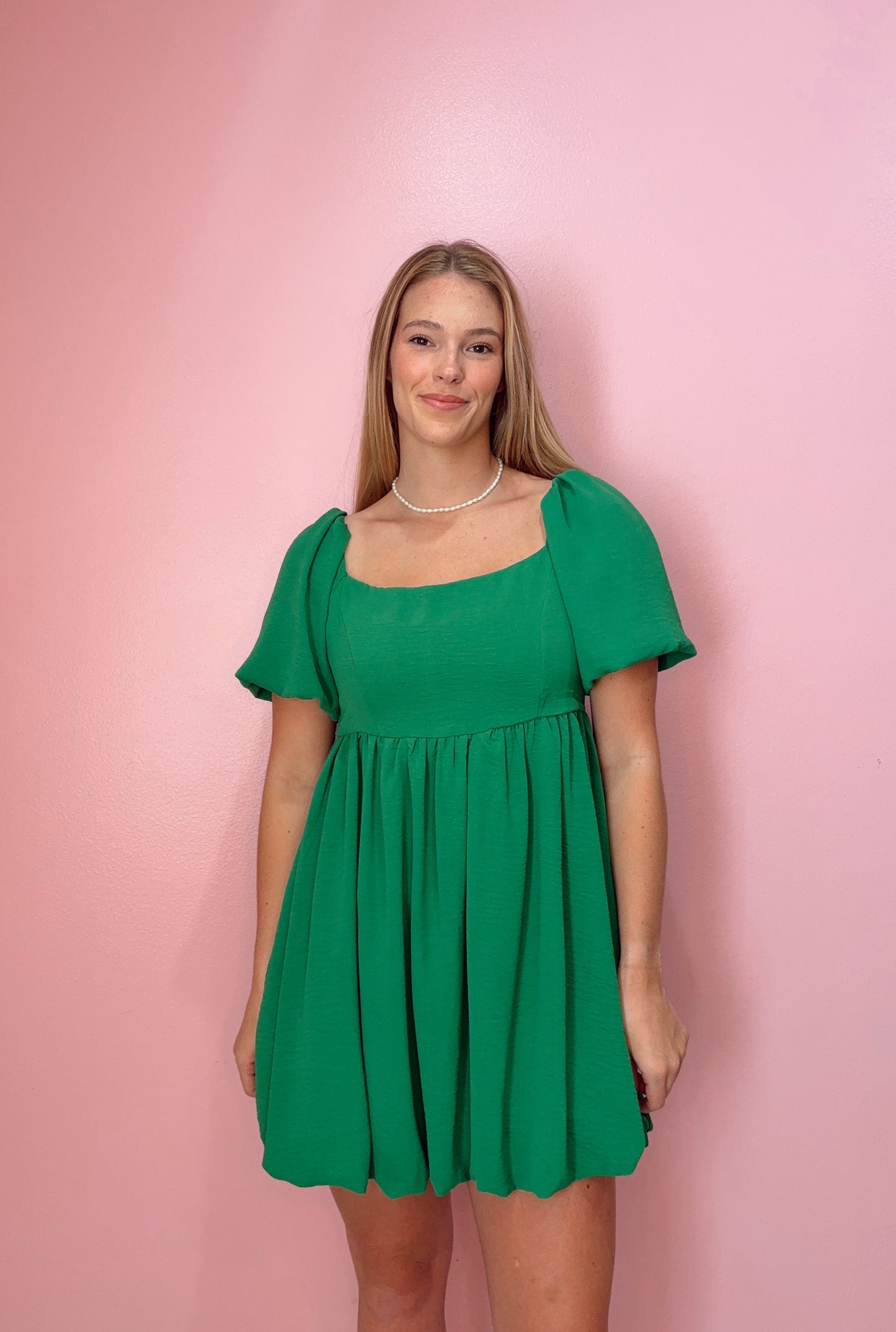 Green Babydoll Mini Dress