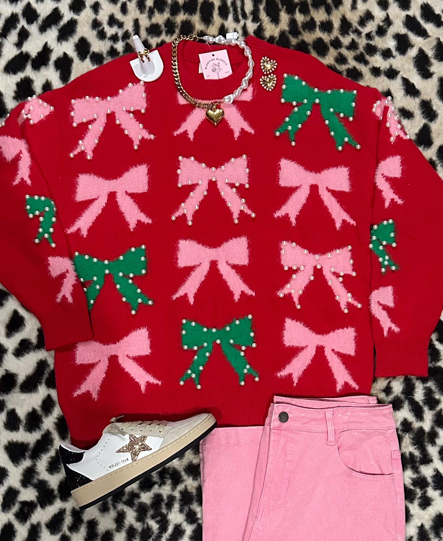 Bow & Pearl Embellished Sweater