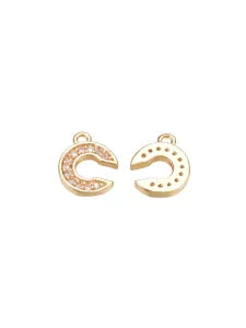 Gold Cubic Zirconia Pave Letter Charms