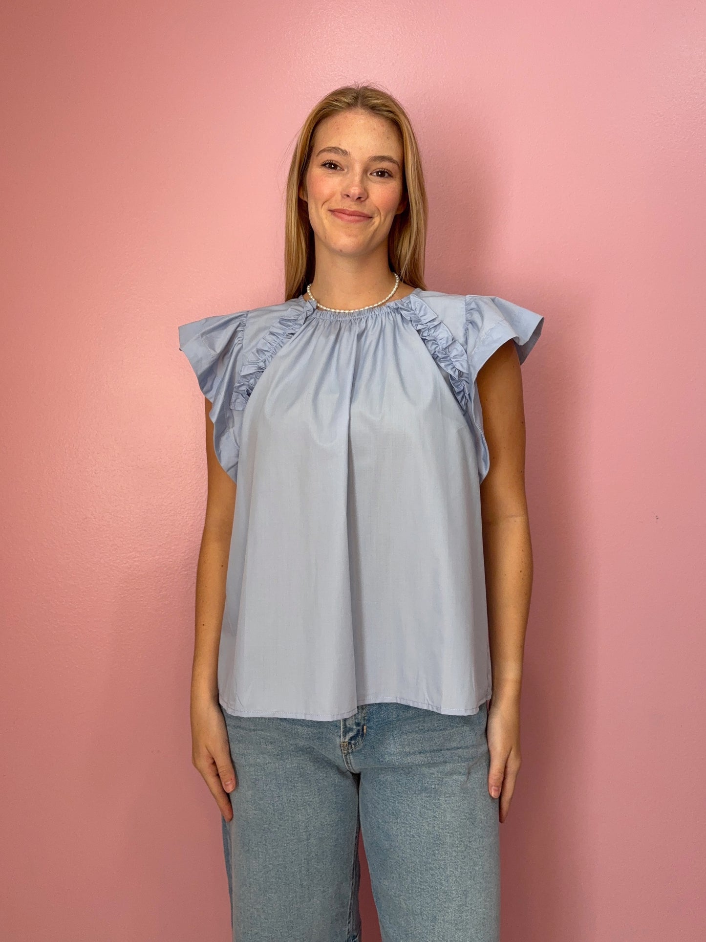 Baby Blue Ruffle Top