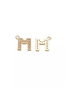 Gold Cubic Zirconia Pave Letter Charms