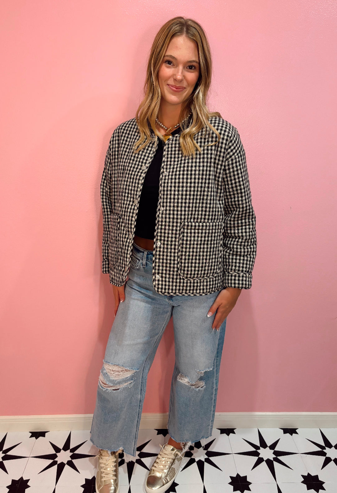 Gingham Button-down Jacket