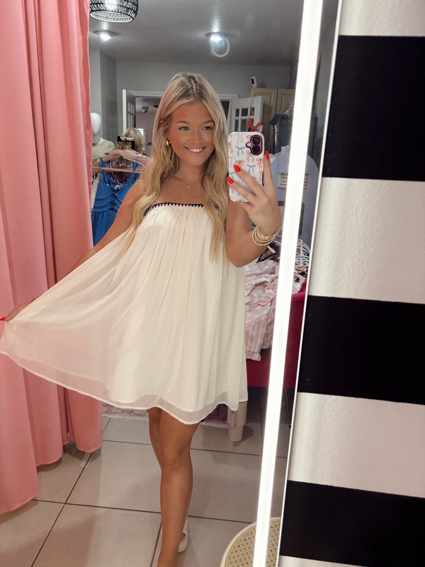 Delicate Embroidery Cami Mini Dress