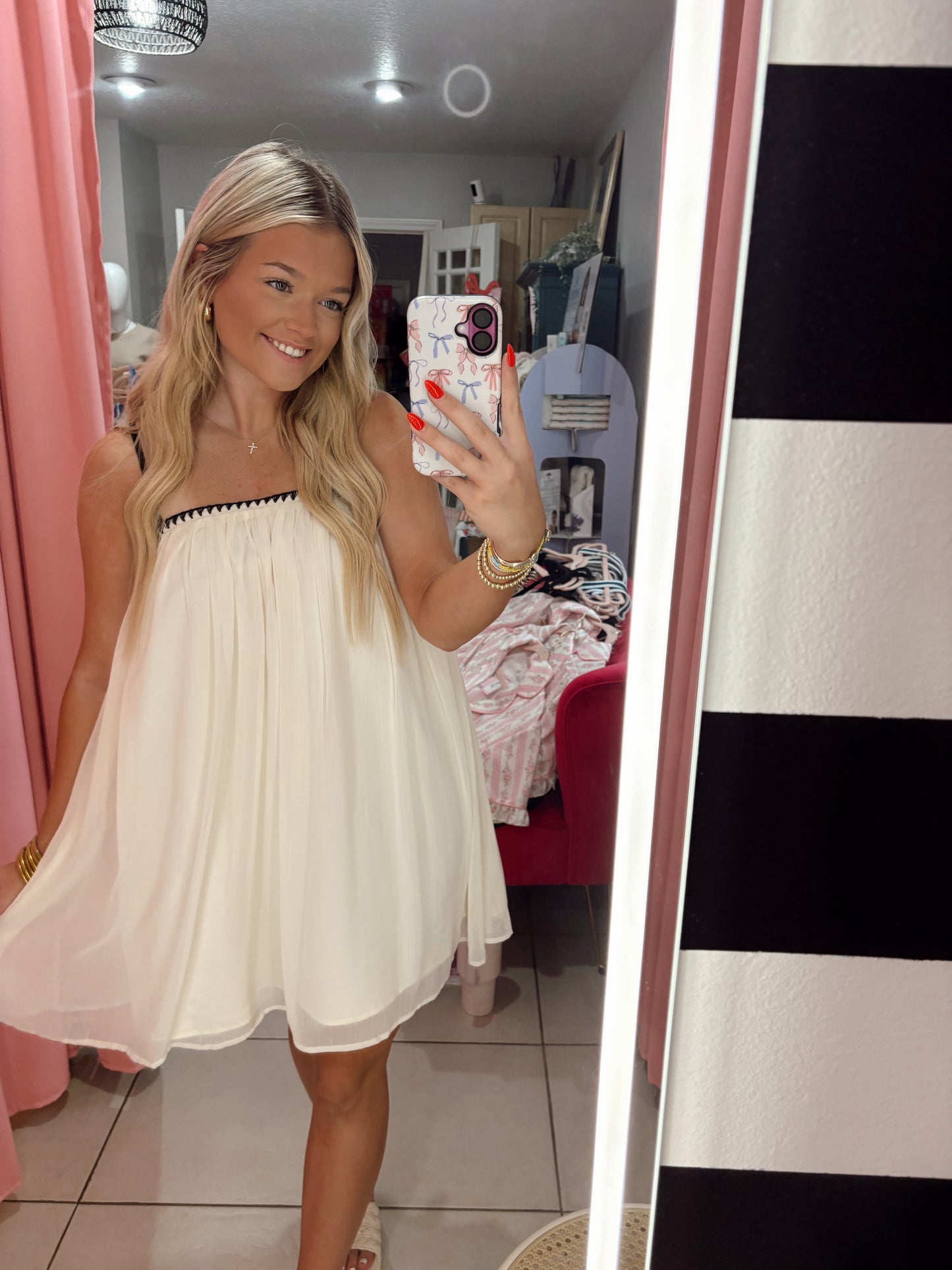 Delicate Embroidery Cami Mini Dress