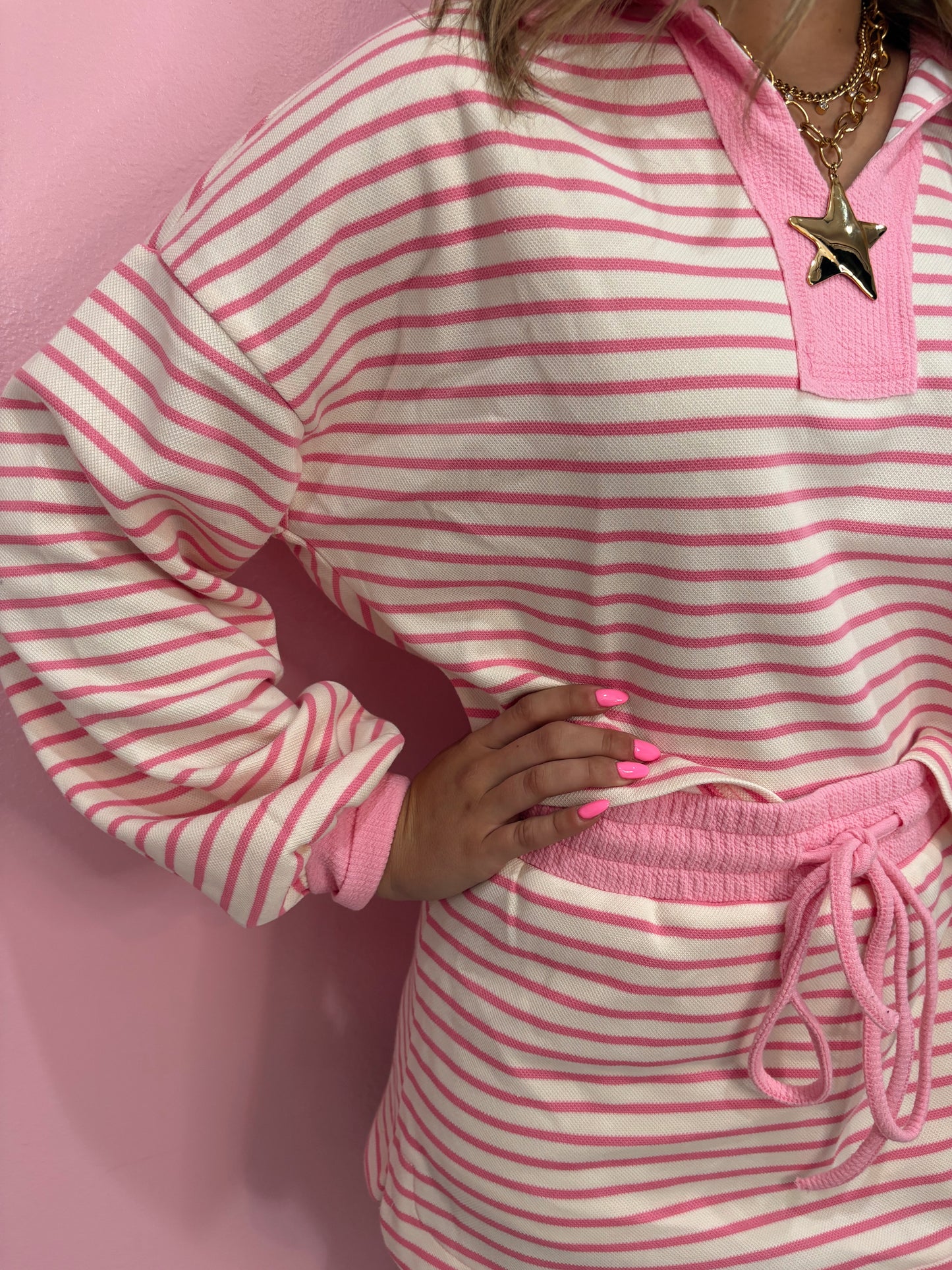 Pink and White Striped Skort Set