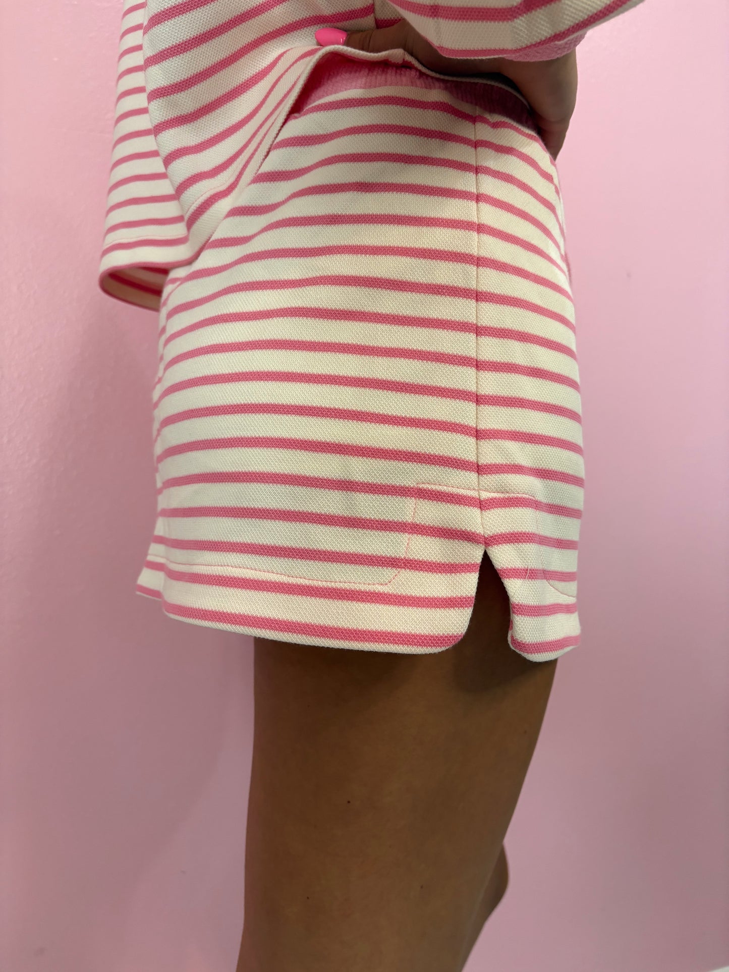 Pink and White Striped Skort Set