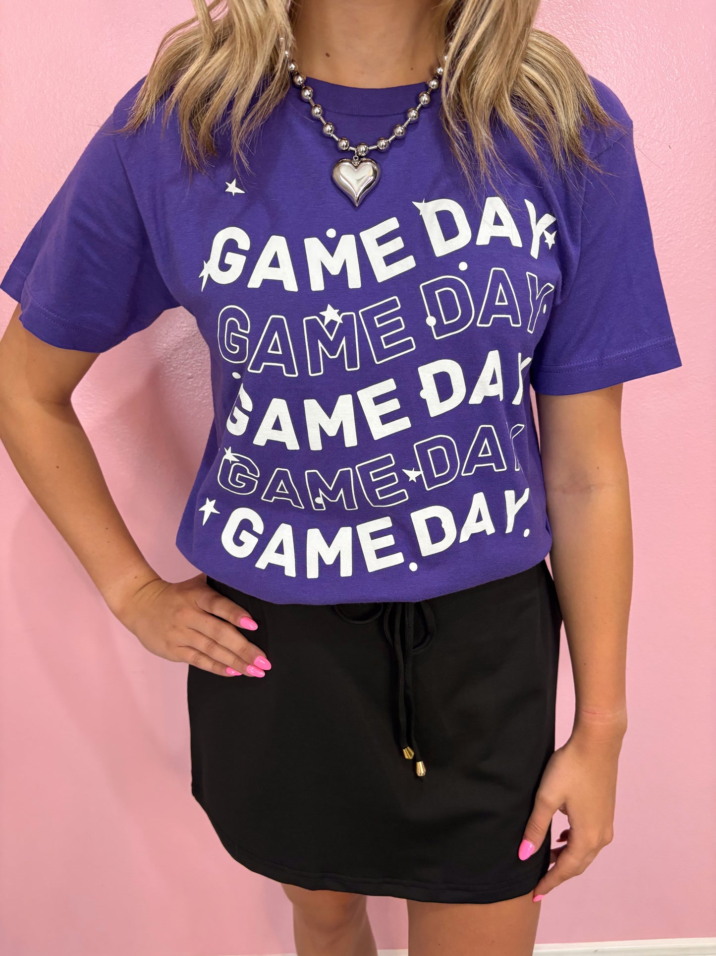Wavy Game Day Tee- Purple