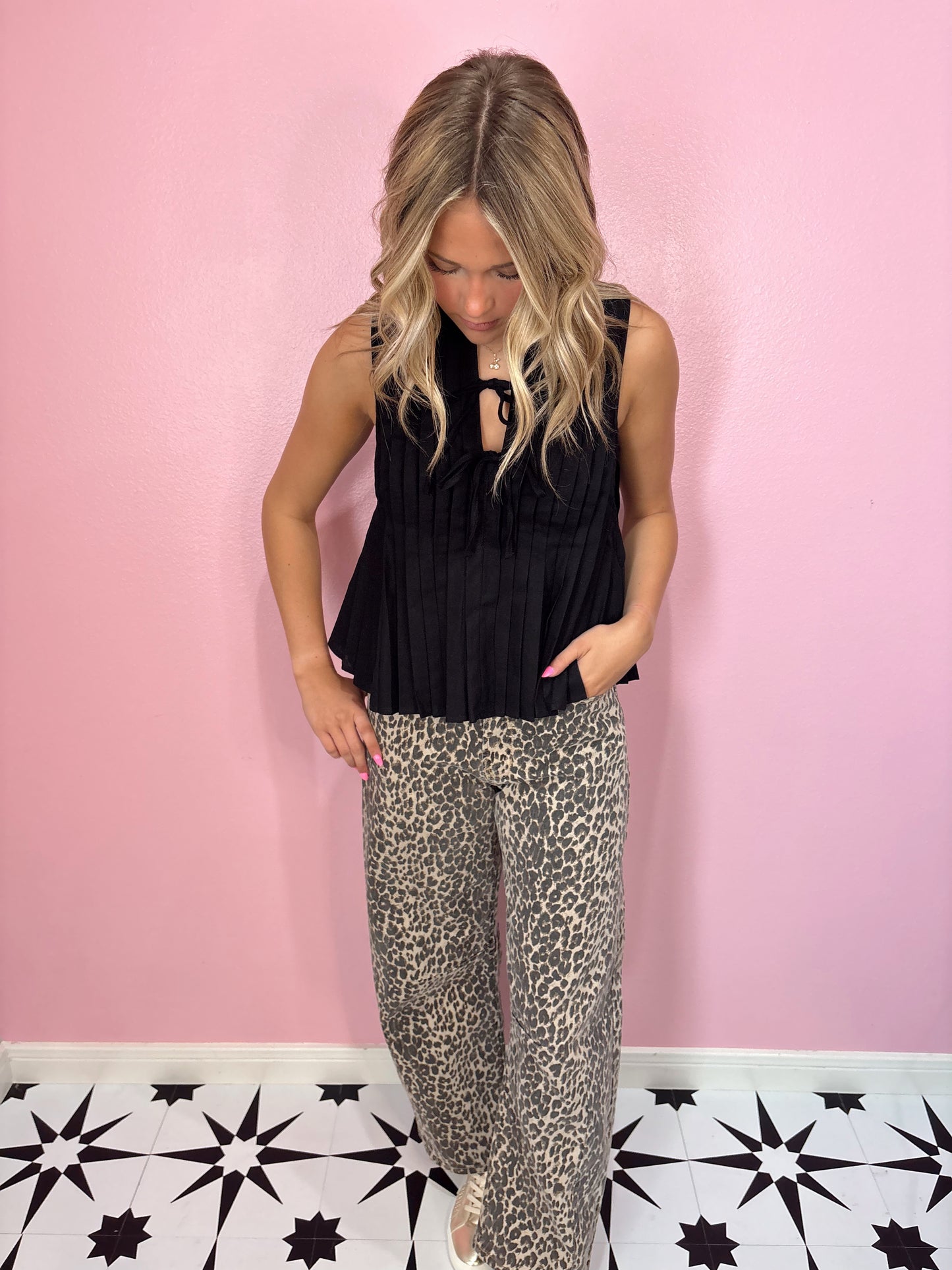 Leopard Print Barrel Jeans