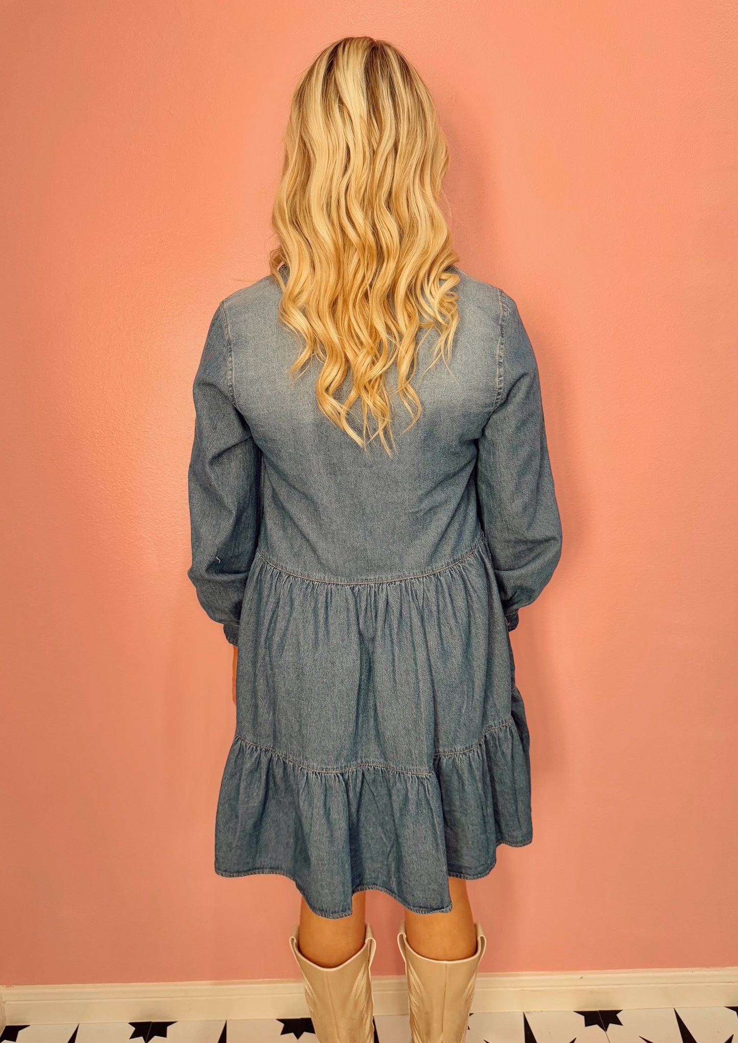 Long Sleeve Dark Denim Dress