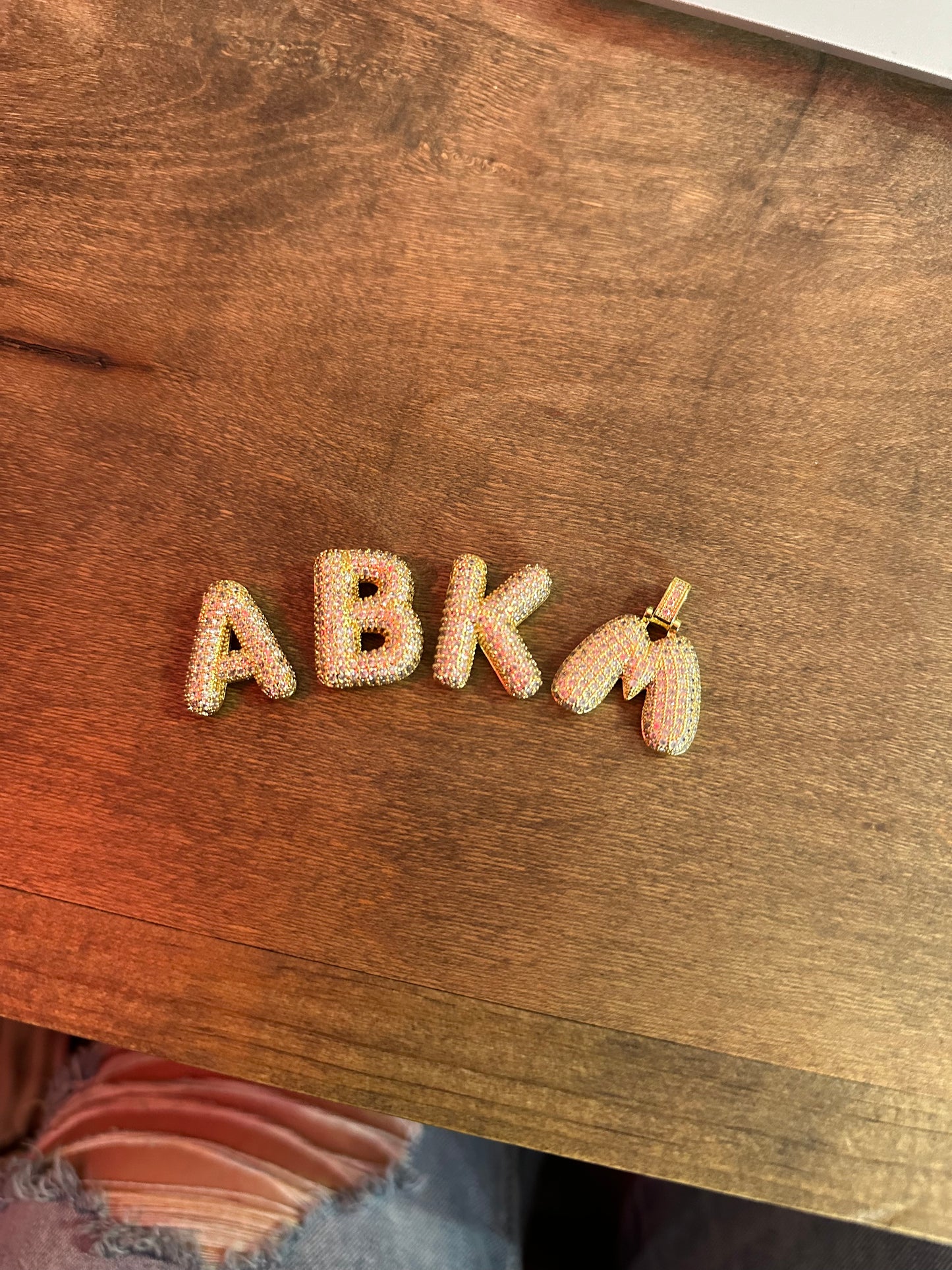 Crystal Bubble Letter Charm