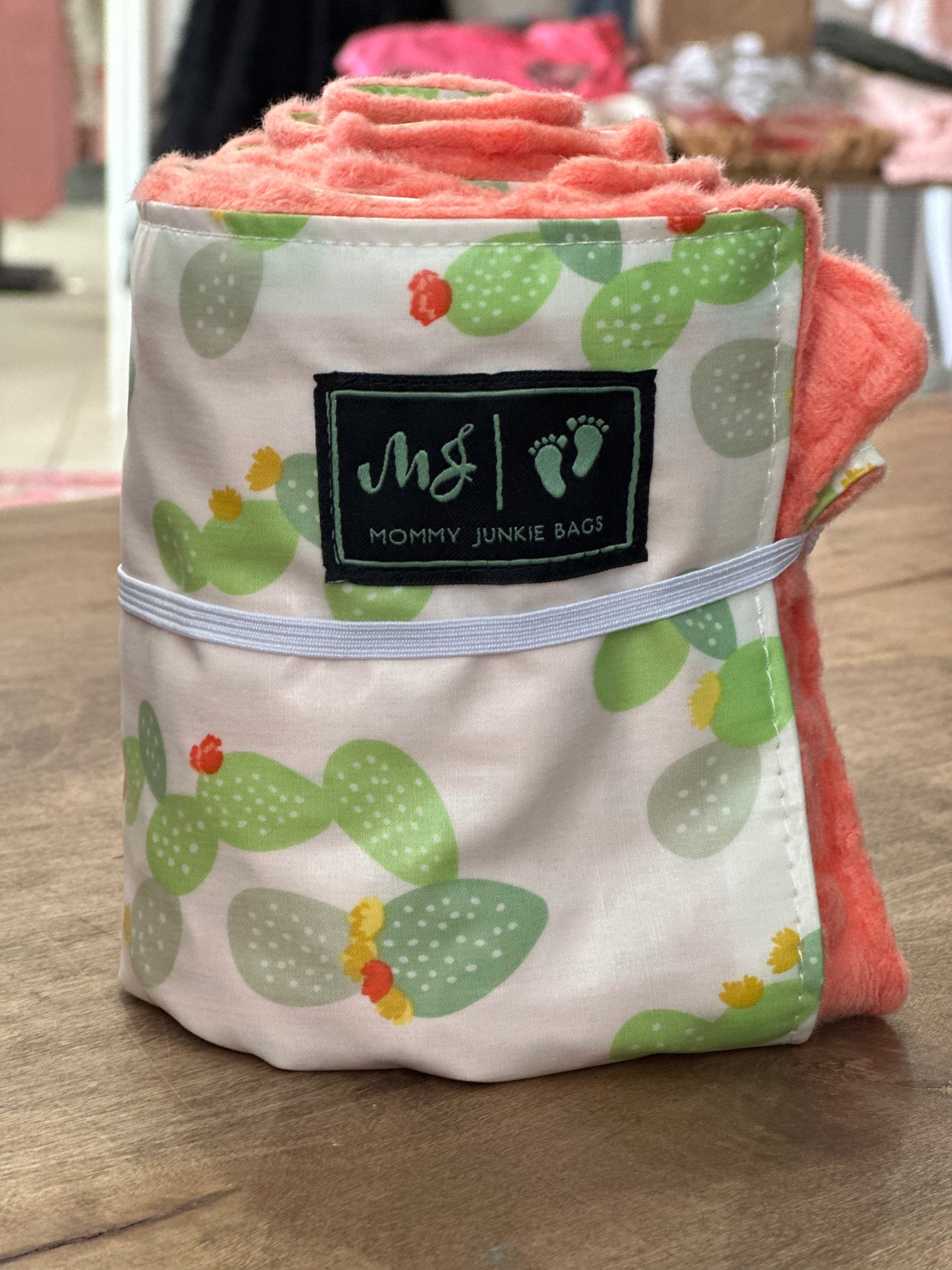 Minky Changing Pad - Coral/Cactus